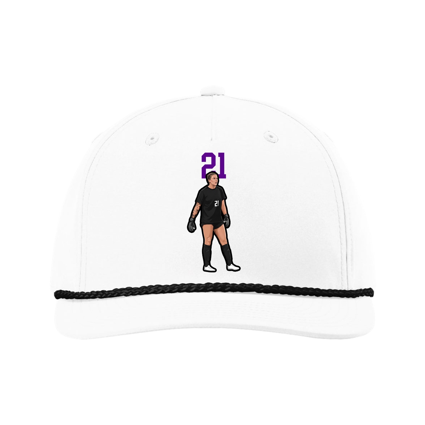 Five-Panel Classic Rope Cap — Number Top in White