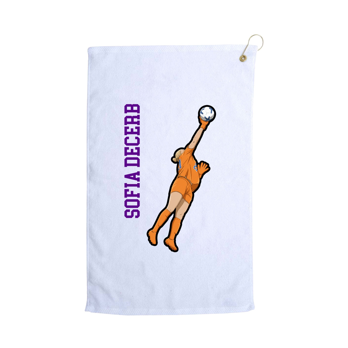 Golf Towel — Name Vertical in White