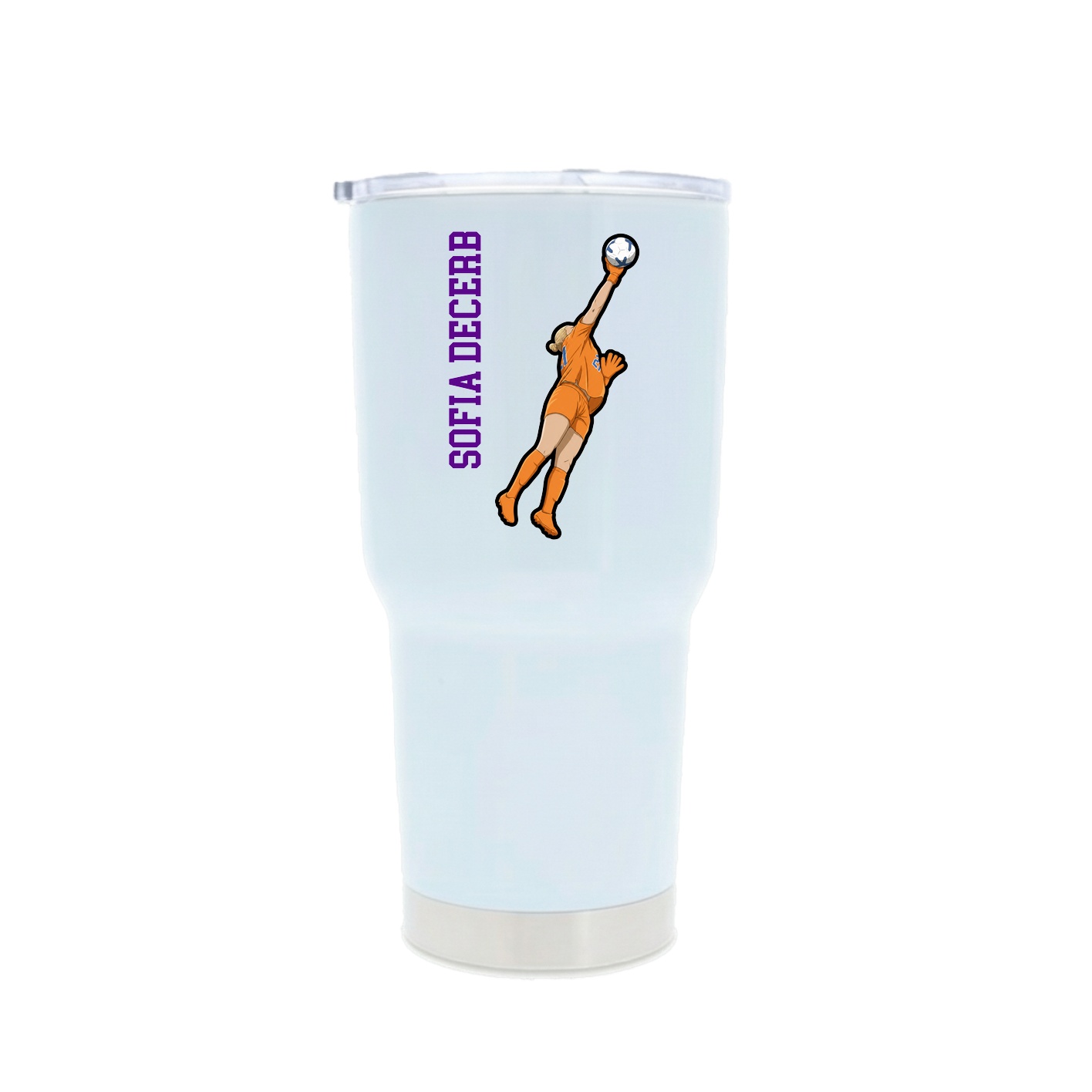 30oz Stainless Steel Tumbler — Name Vertical in White