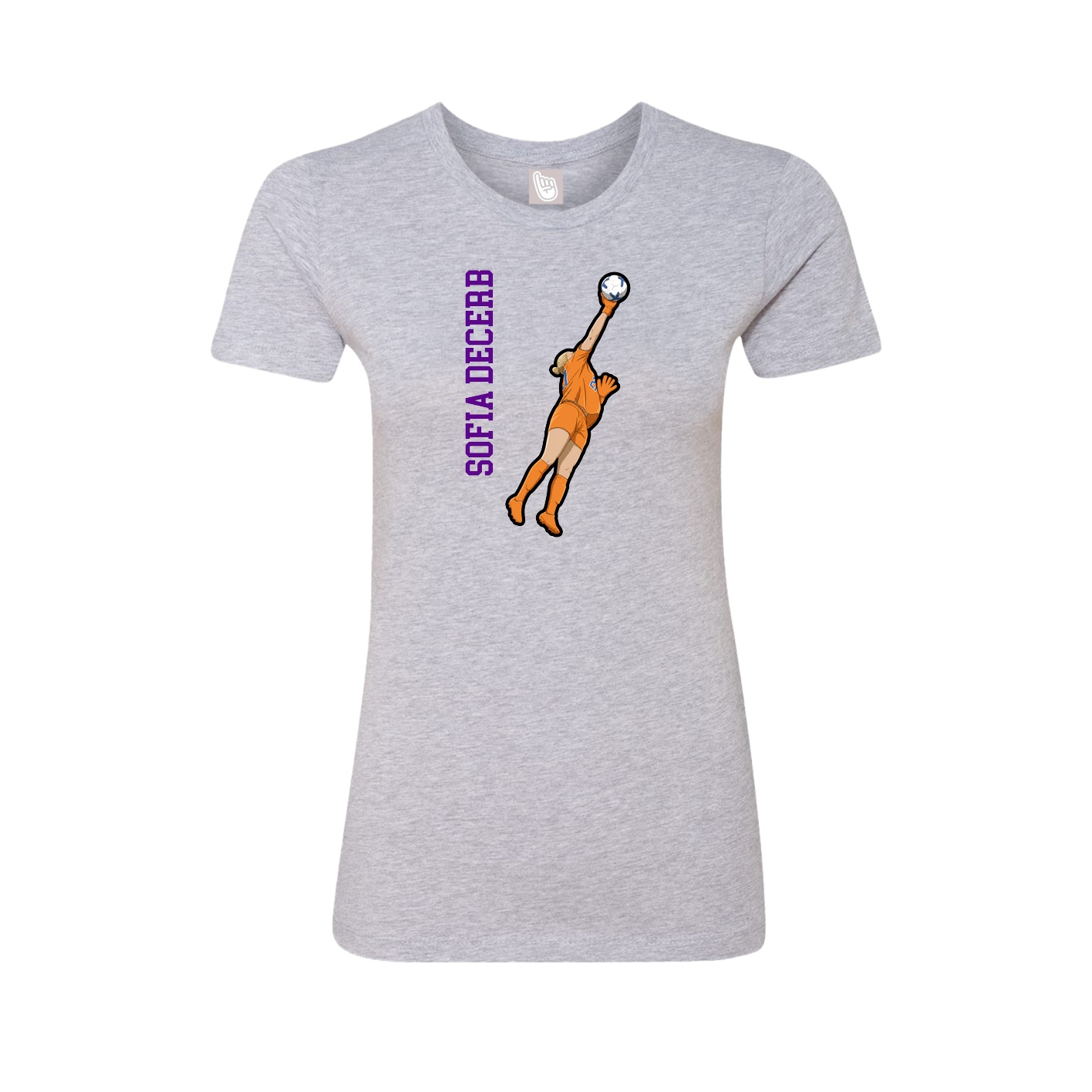 Fitted Women's Tee — Name Vertical in Grey