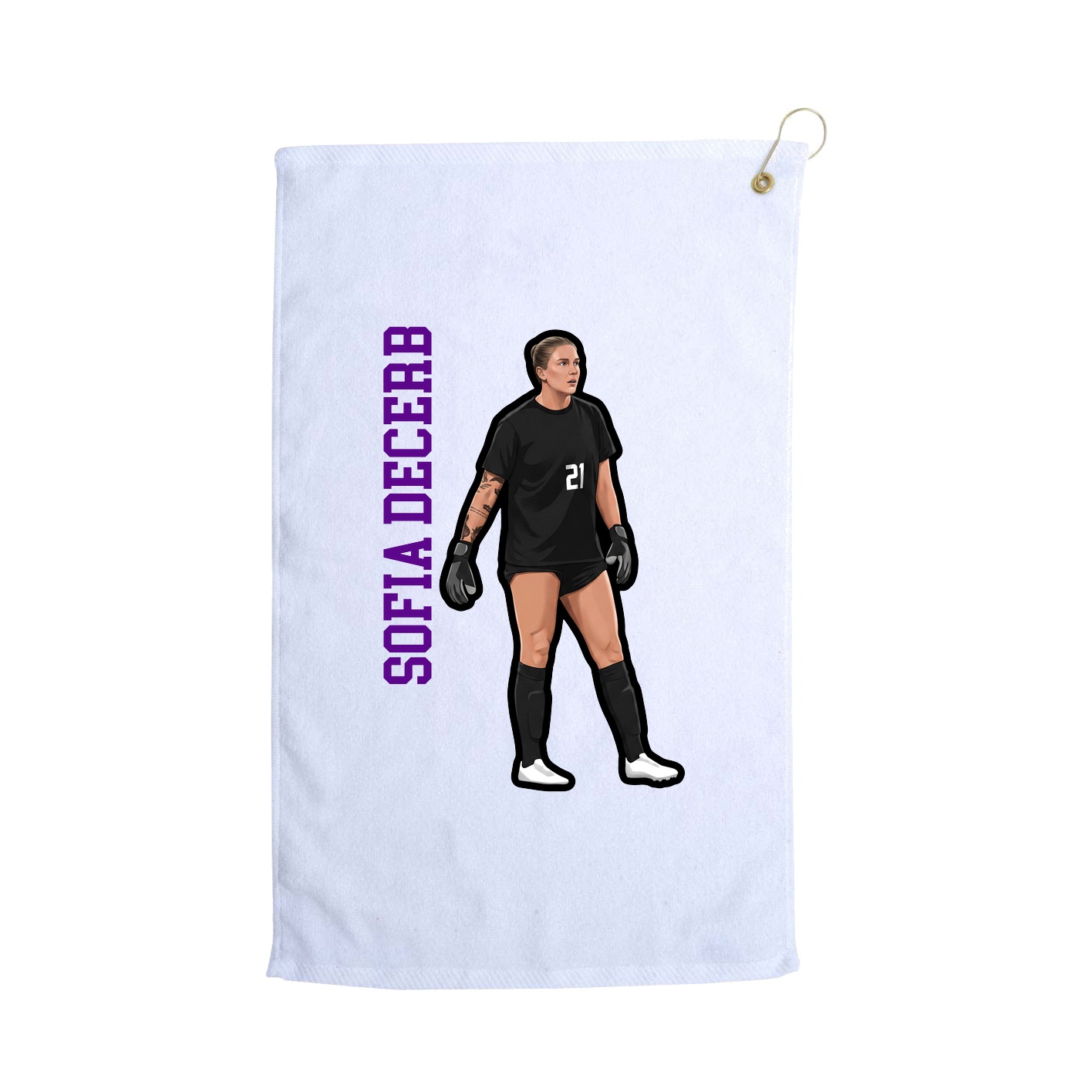Golf Towel — Name Vertical in White