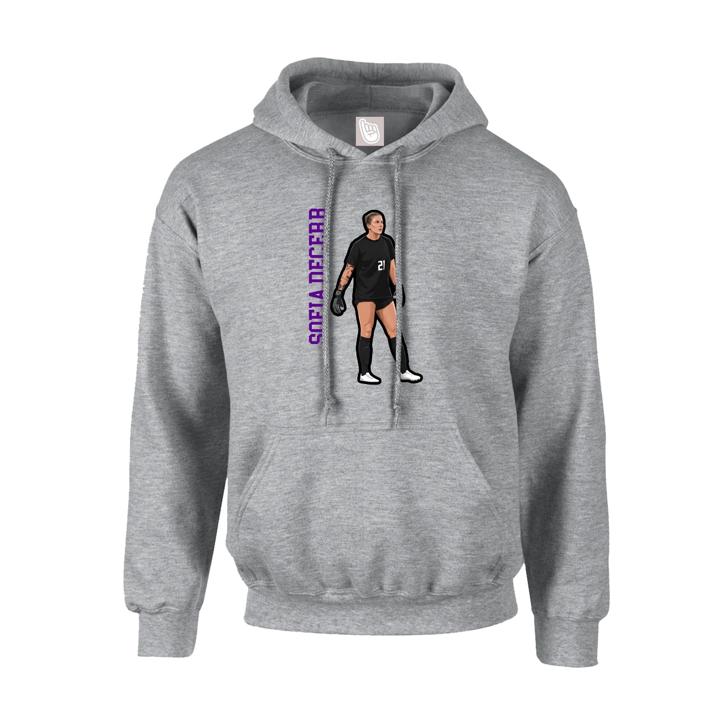 Hoodie — Name Vertical in Grey