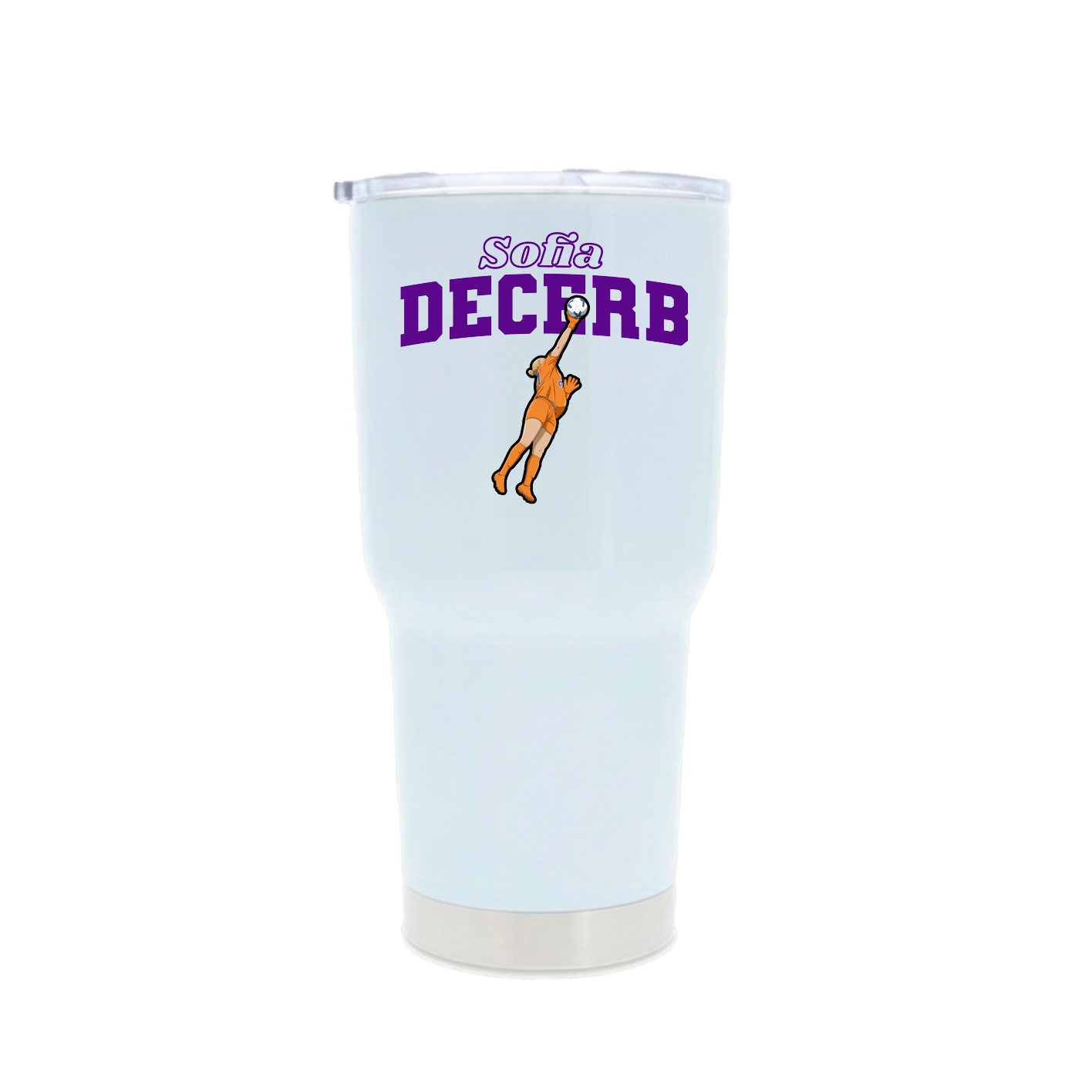 30oz Stainless Steel Tumbler — Name Arch in White