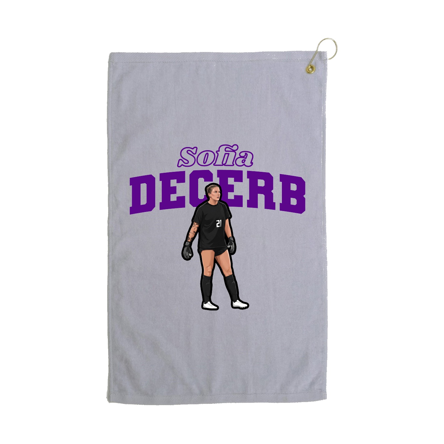 Golf Towel — Name Arch in Grey
