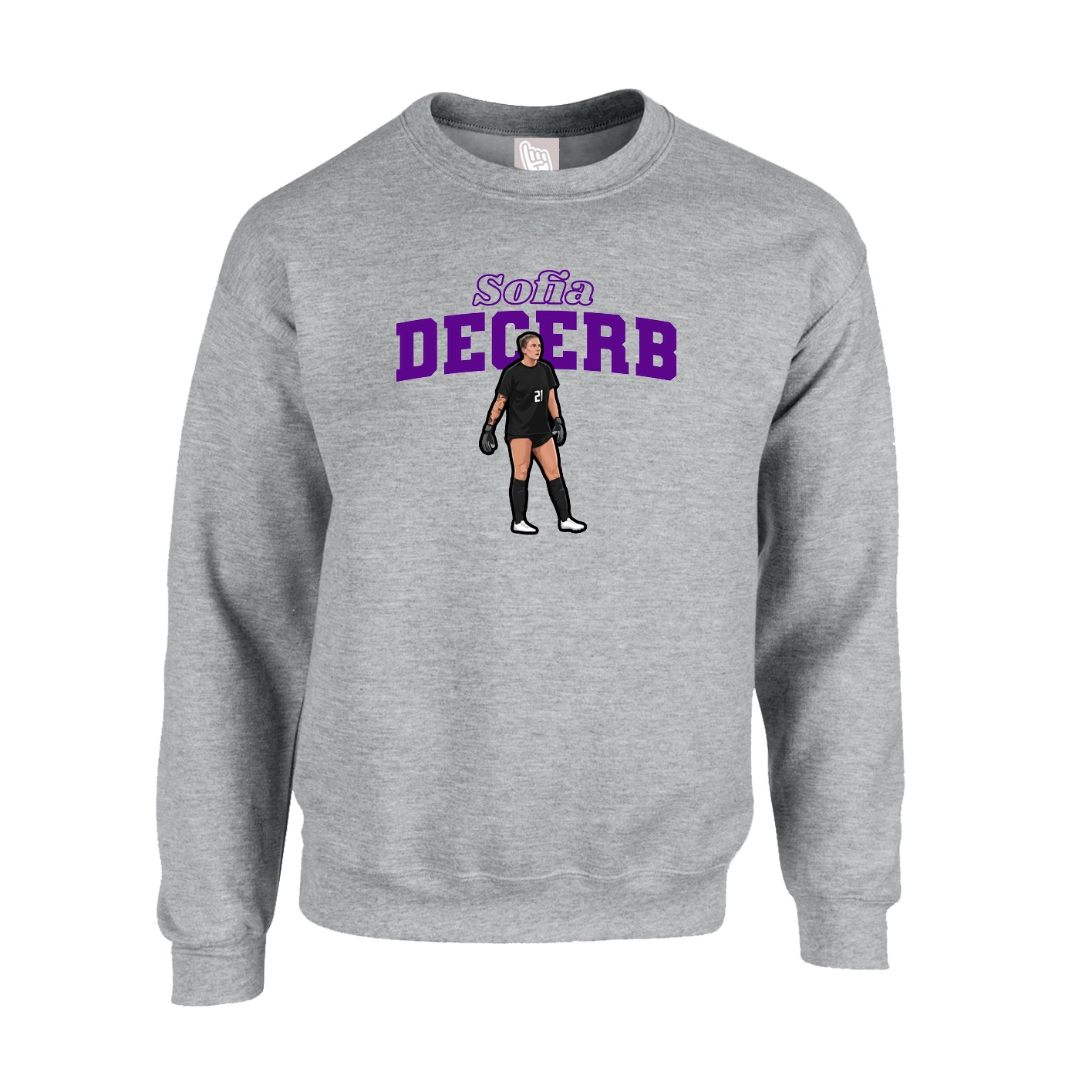 Fleece Crew — Name Arch in Grey
