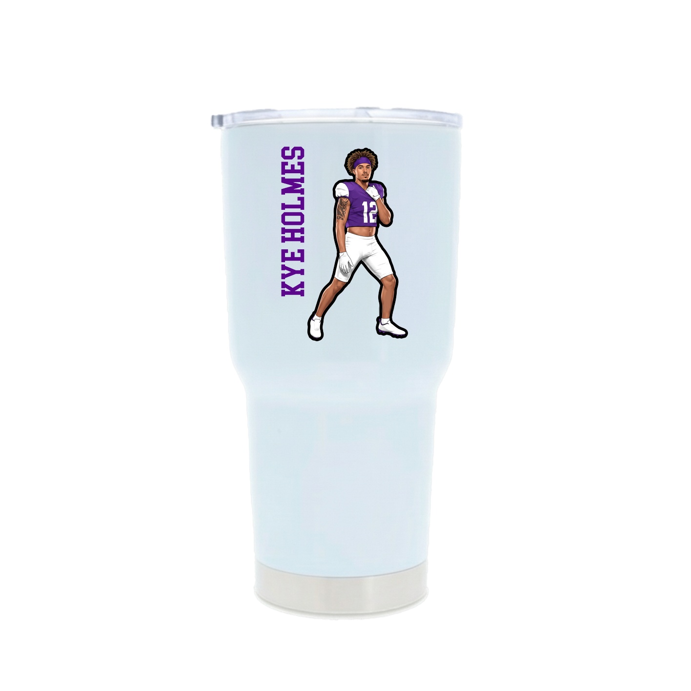 30oz Stainless Steel Tumbler — Name Vertical in White
