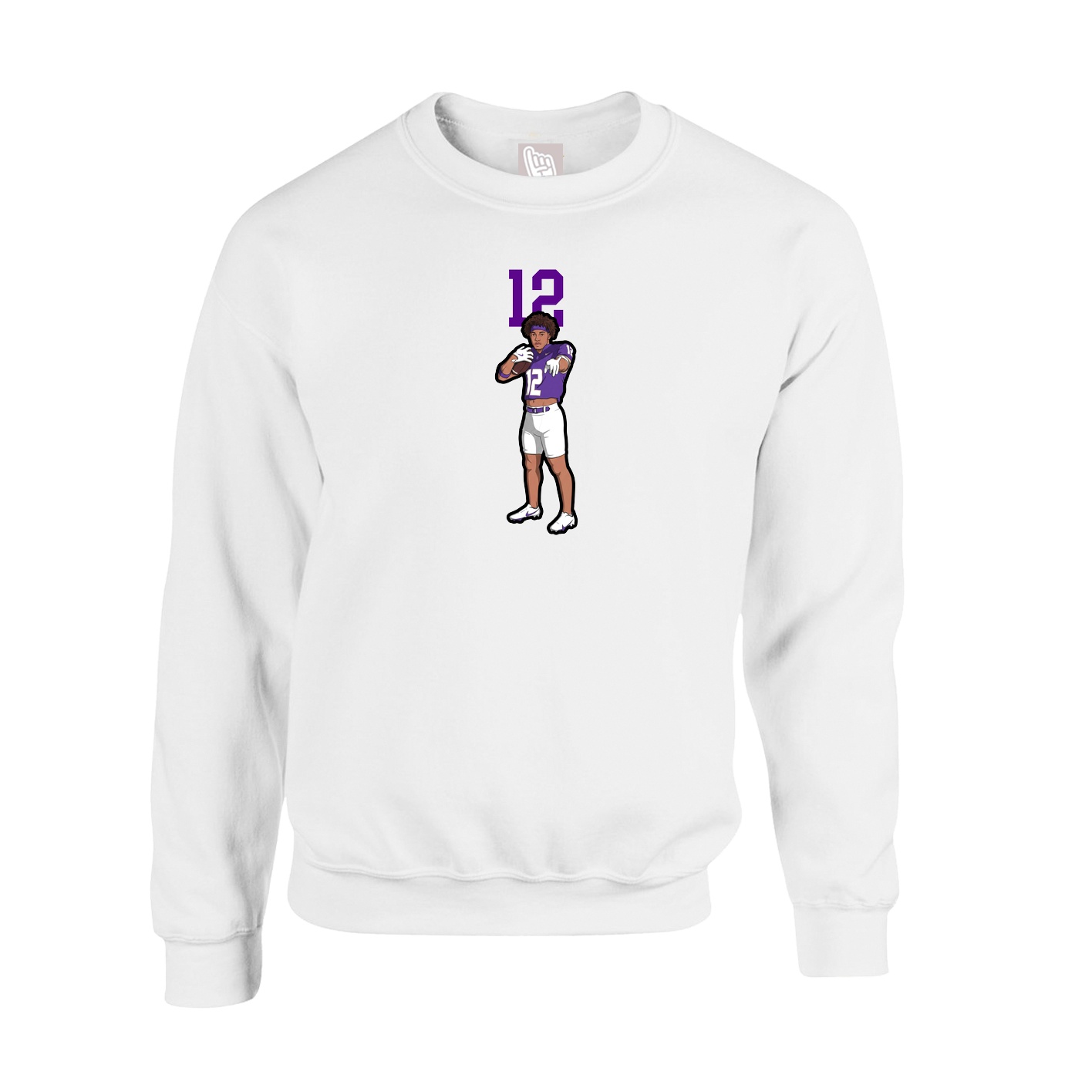 Fleece Crew — Number Top in White