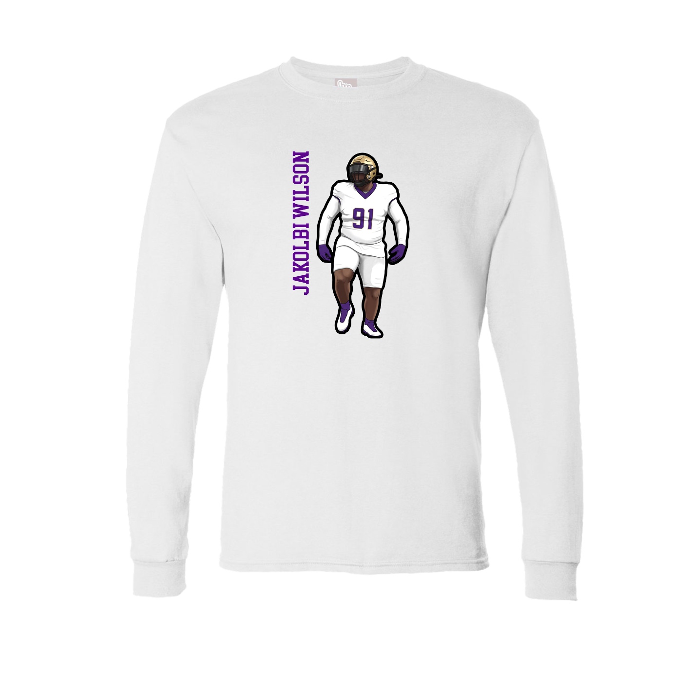 Long Sleeve Tee — Name Vertical in White