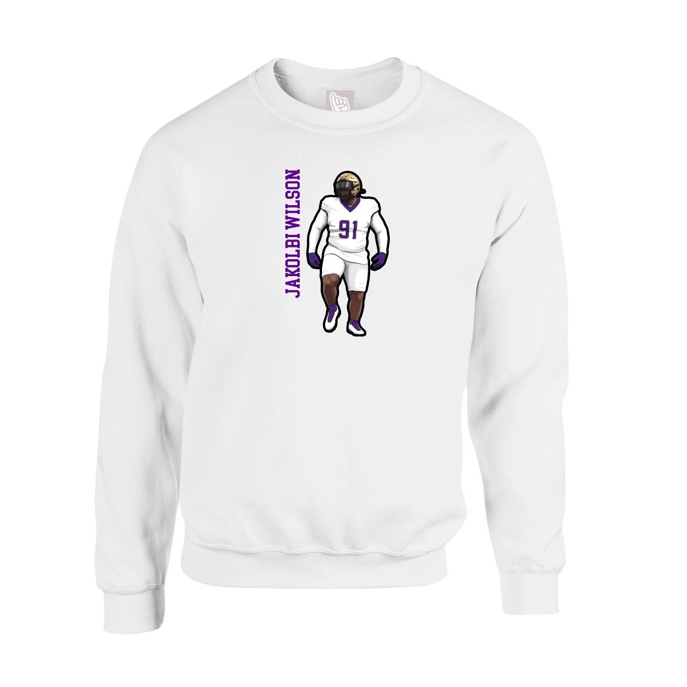 Fleece Crew — Name Vertical in White