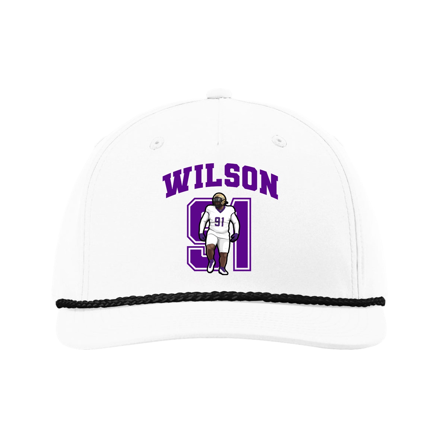 Five-Panel Classic Rope Cap — Number in White