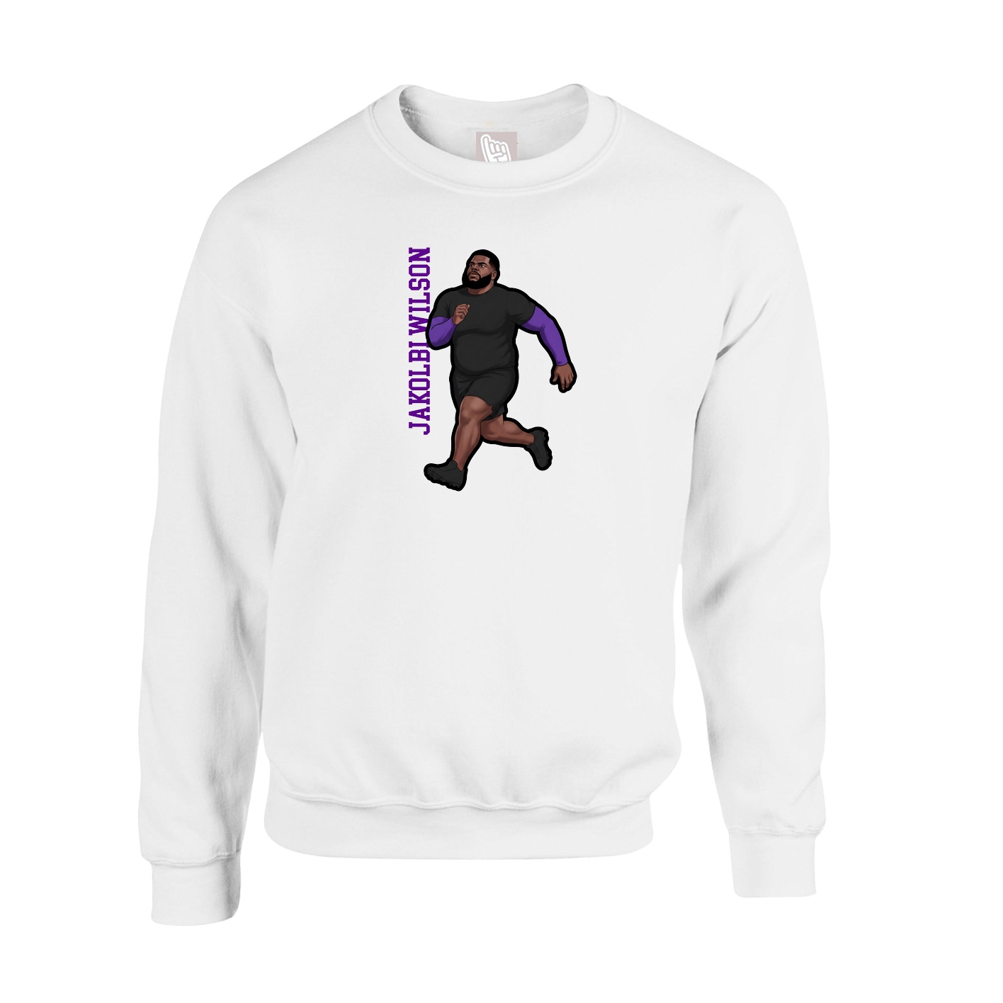 Fleece Crew — Name Vertical in White