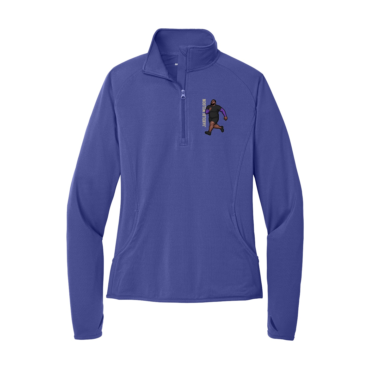 Women's Q-Zip Pullover — Name Vertical in Purple