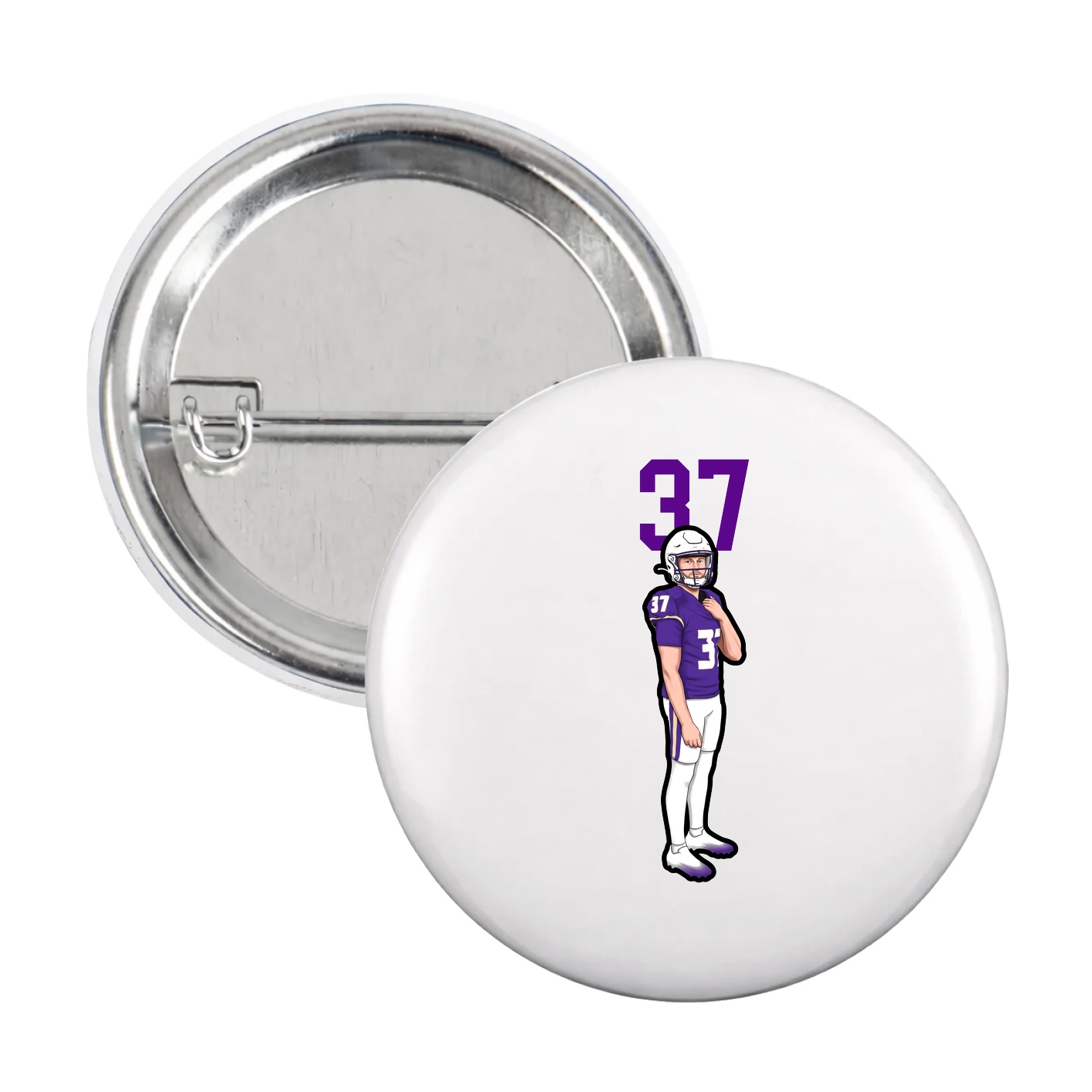 Game Day Button — Number Top in White