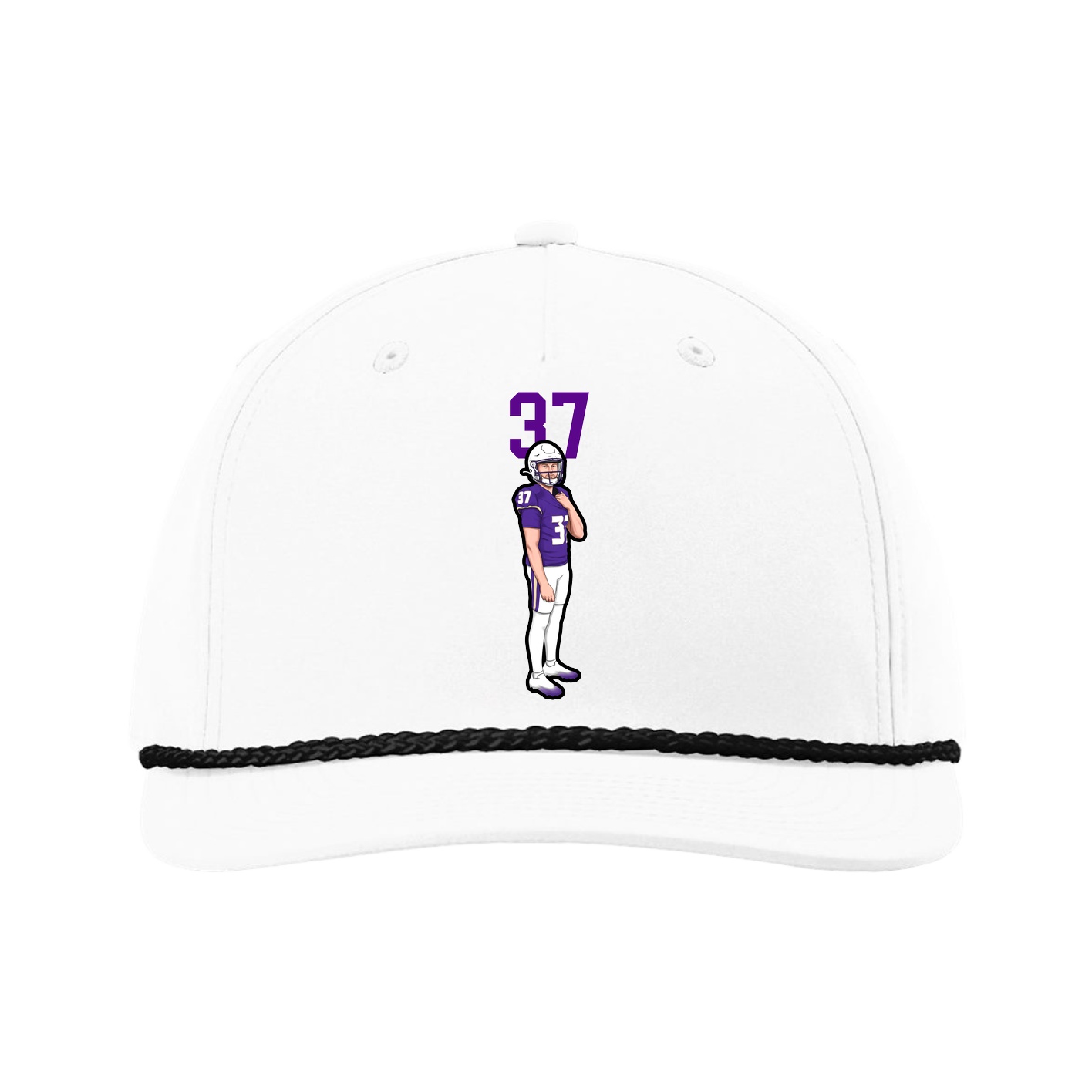 Five-Panel Classic Rope Cap — Number Top in White