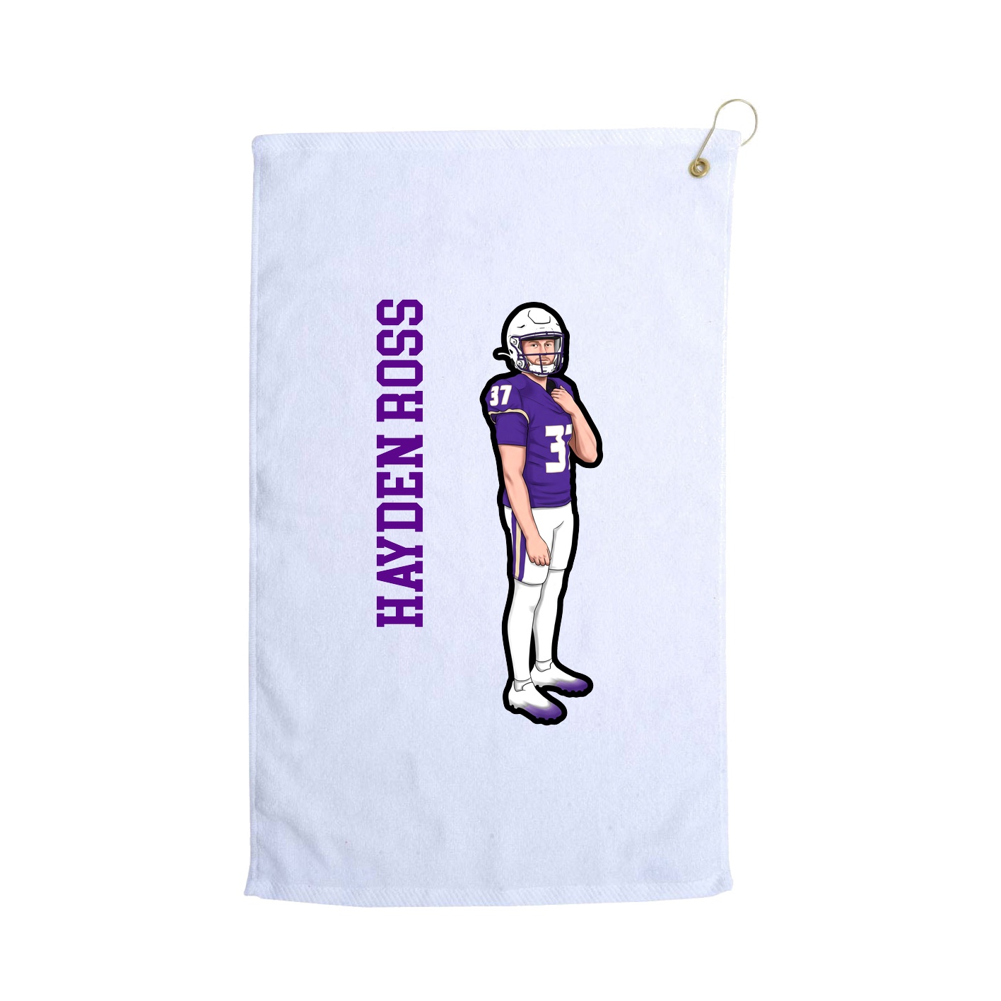 Golf Towel — Name Vertical in White