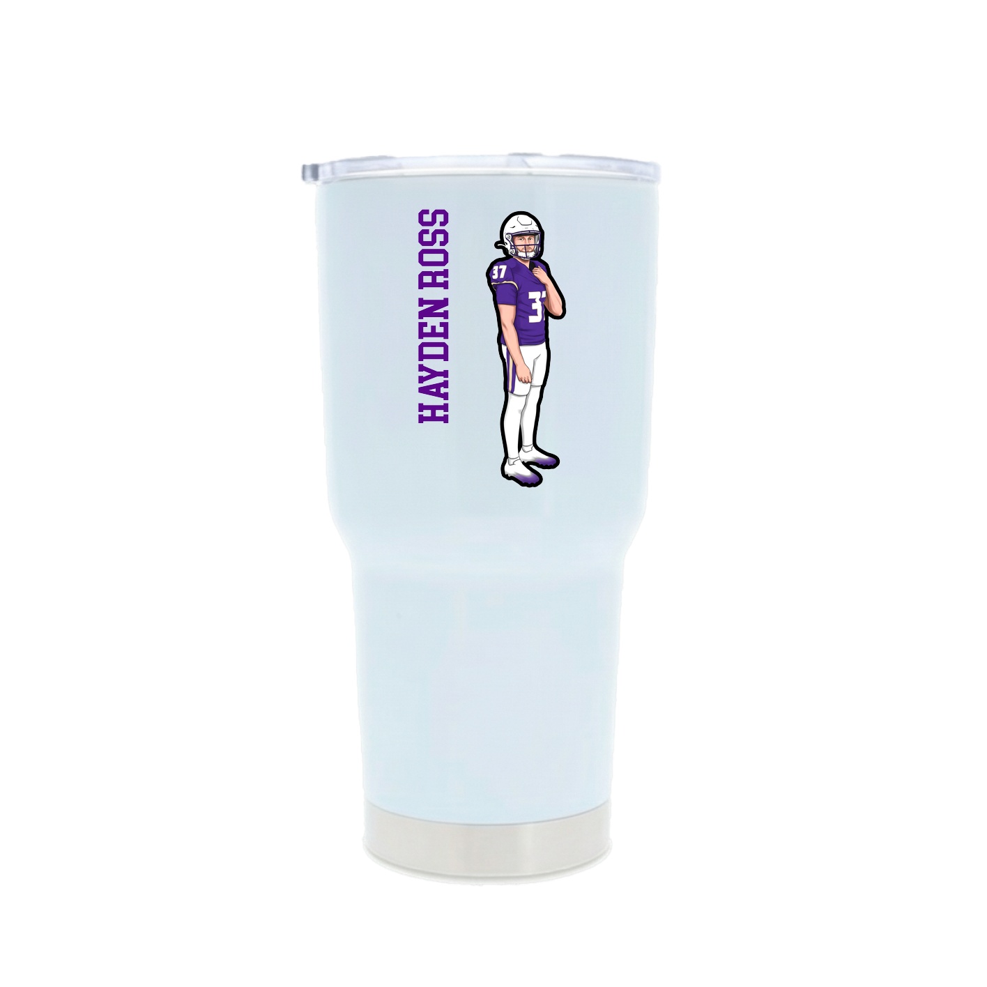 30oz Stainless Steel Tumbler — Name Vertical in White