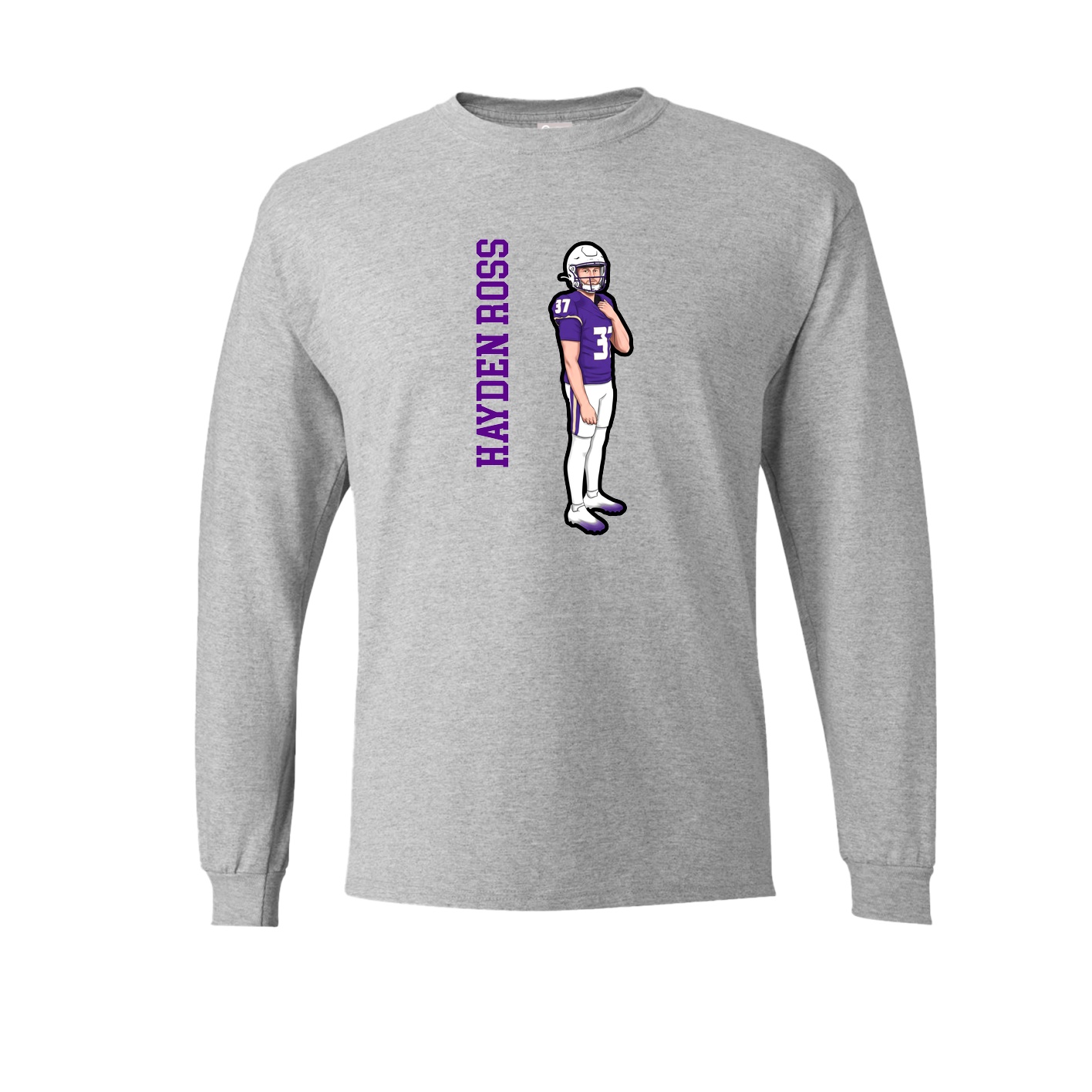 Long Sleeve Tee — Name Vertical in Grey