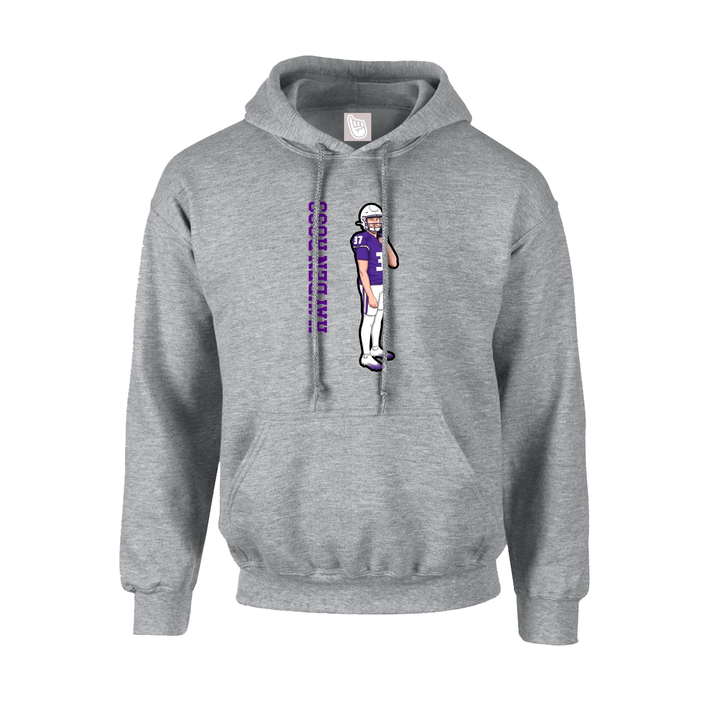 Hoodie — Name Vertical in Grey