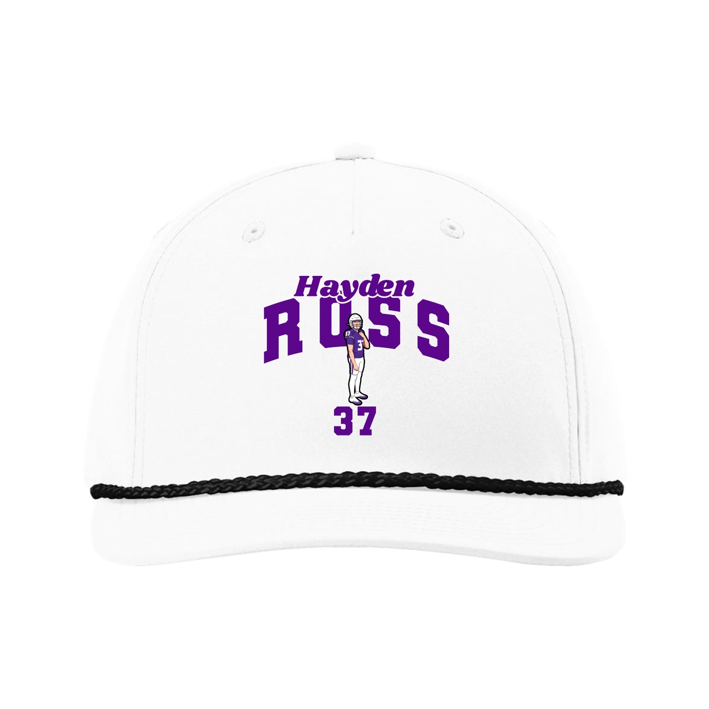 Five-Panel Classic Rope Cap — Signature Arch in White