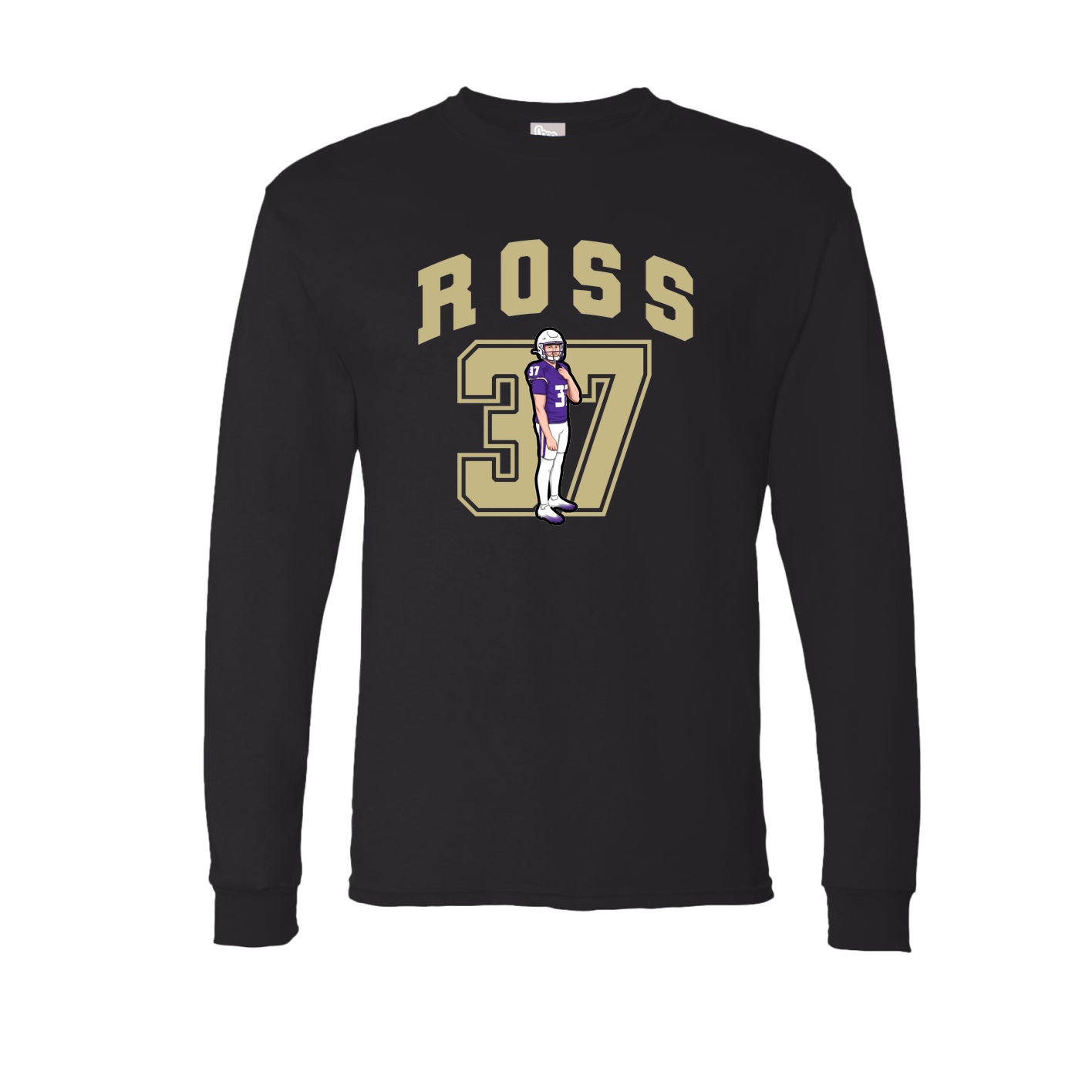 Long Sleeve Tee — Number in Black