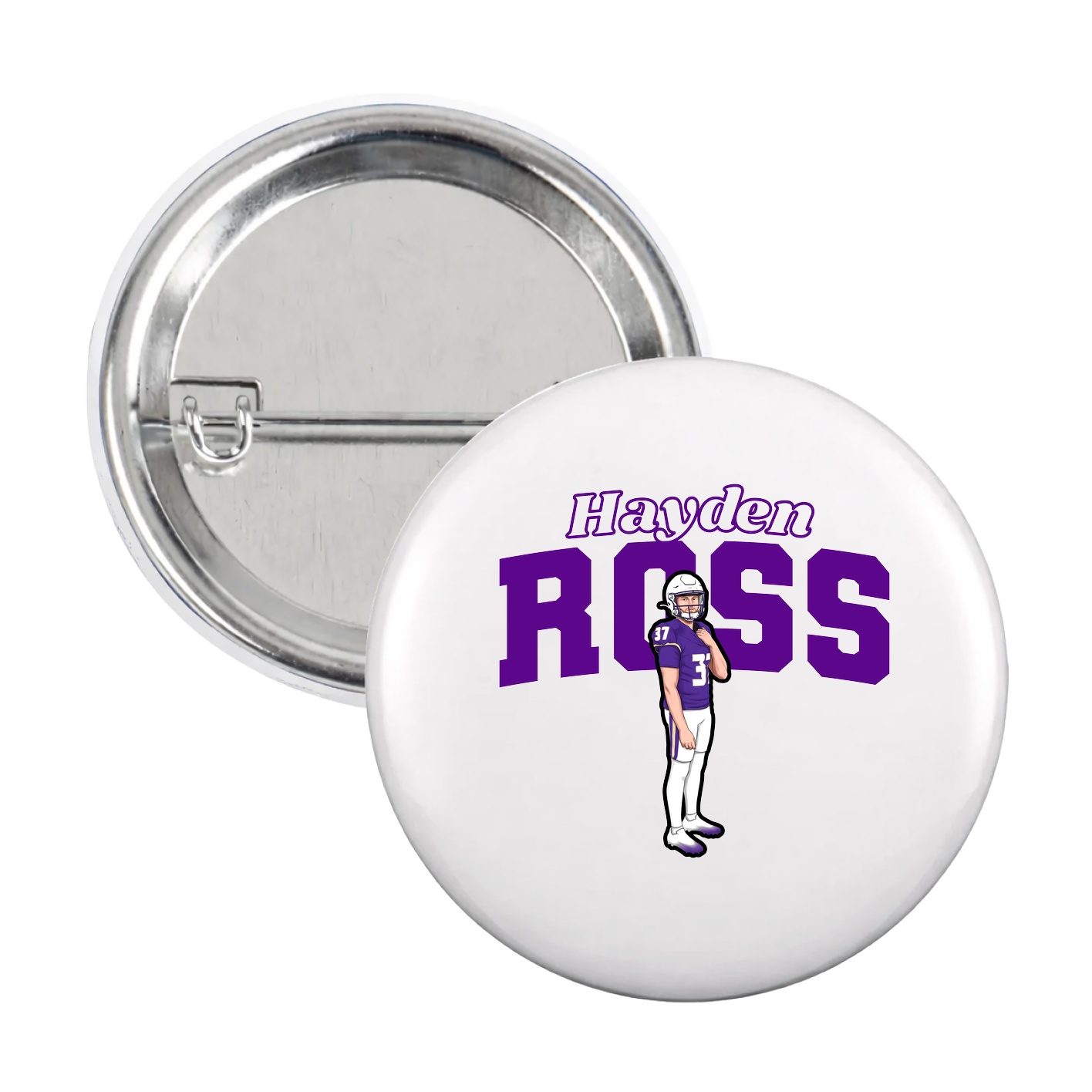 Game Day Button — Name Arch in White