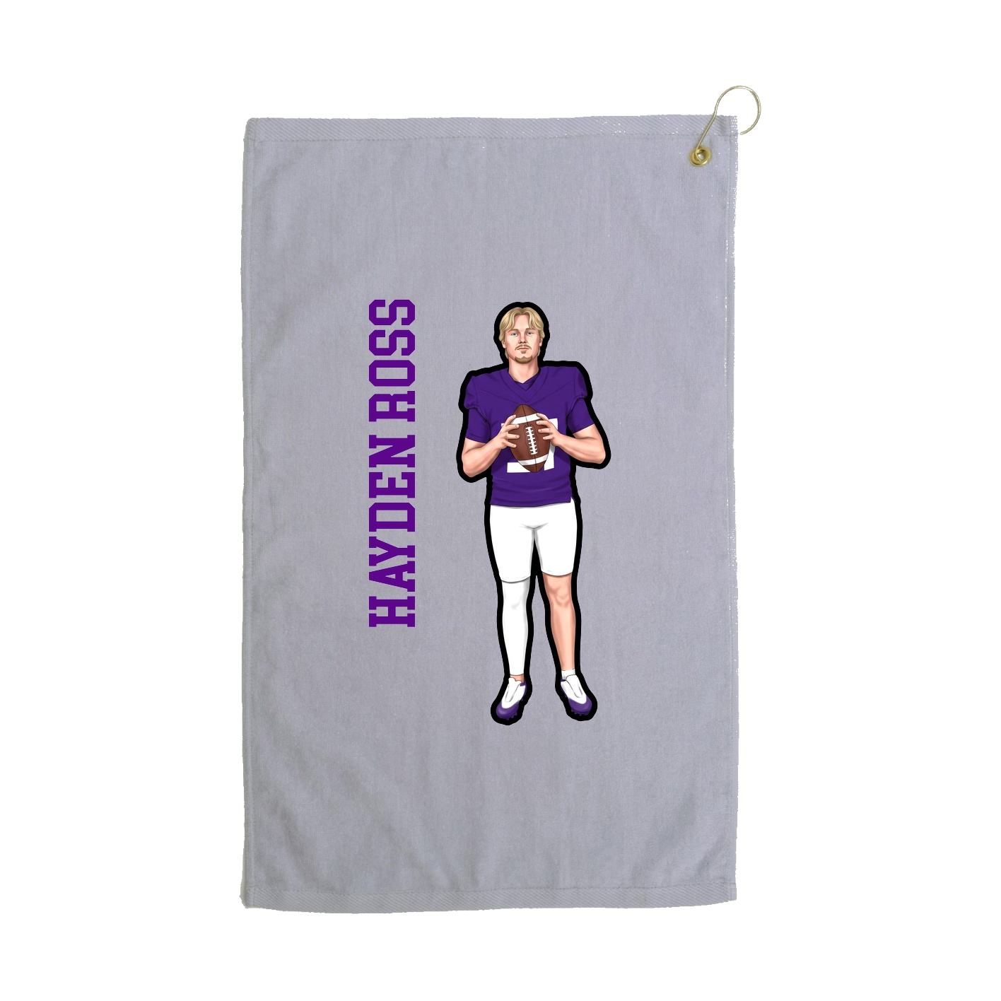 Golf Towel — Name Vertical in Grey