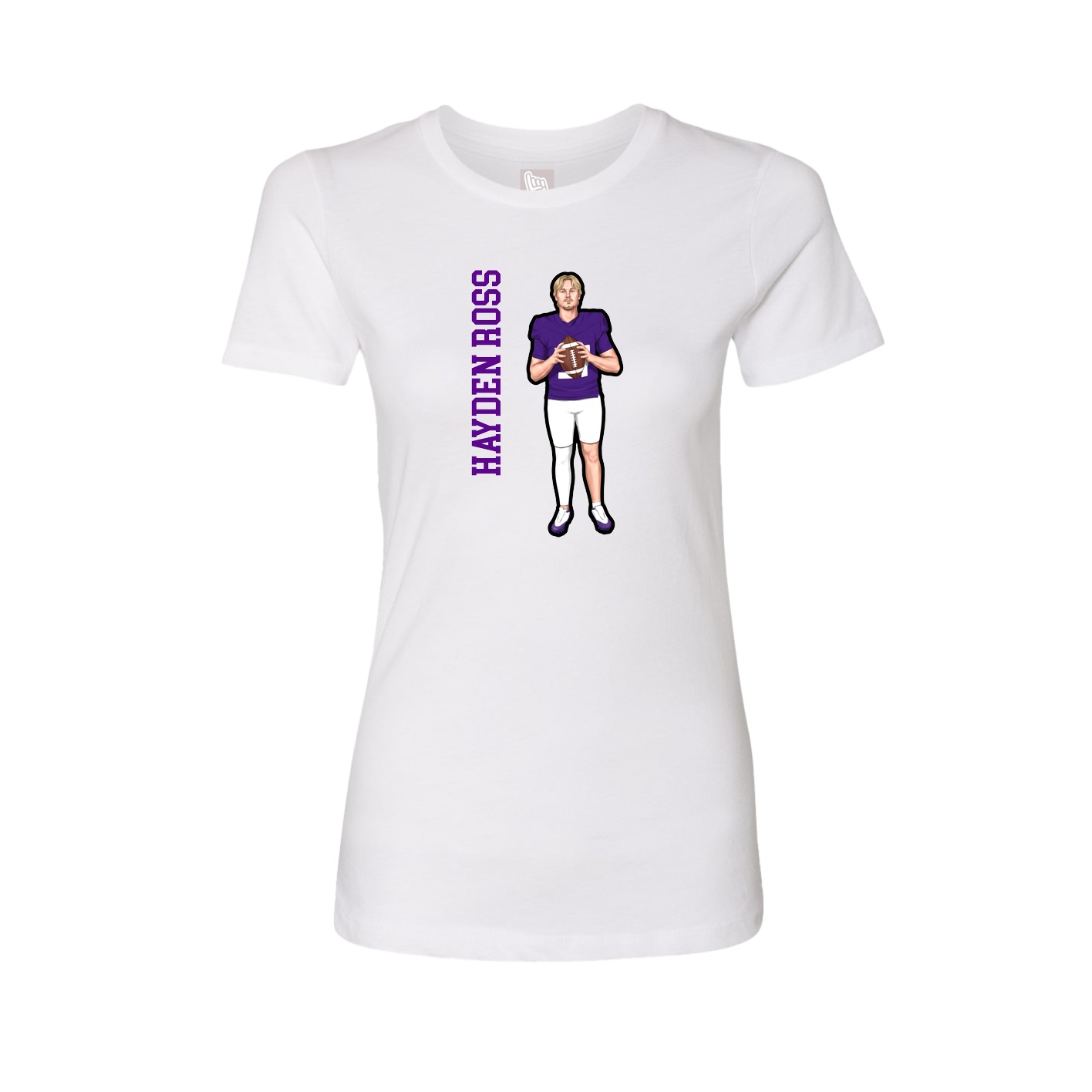 Fitted Women's Tee — Name Vertical in White