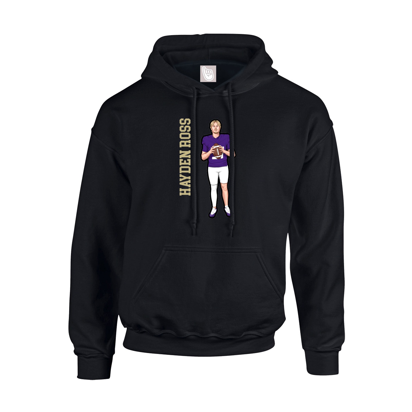 Youth Hoodie — Name Vertical in Black
