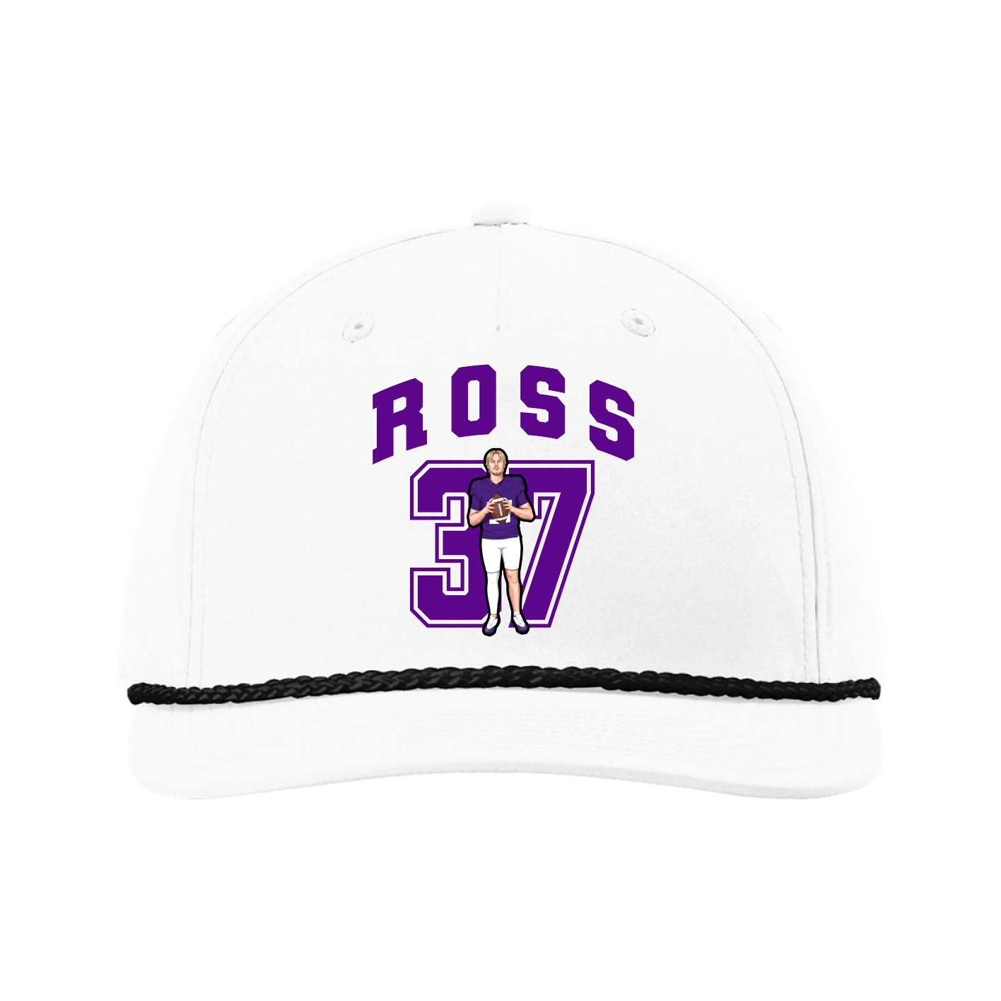 Five-Panel Classic Rope Cap — Number in White