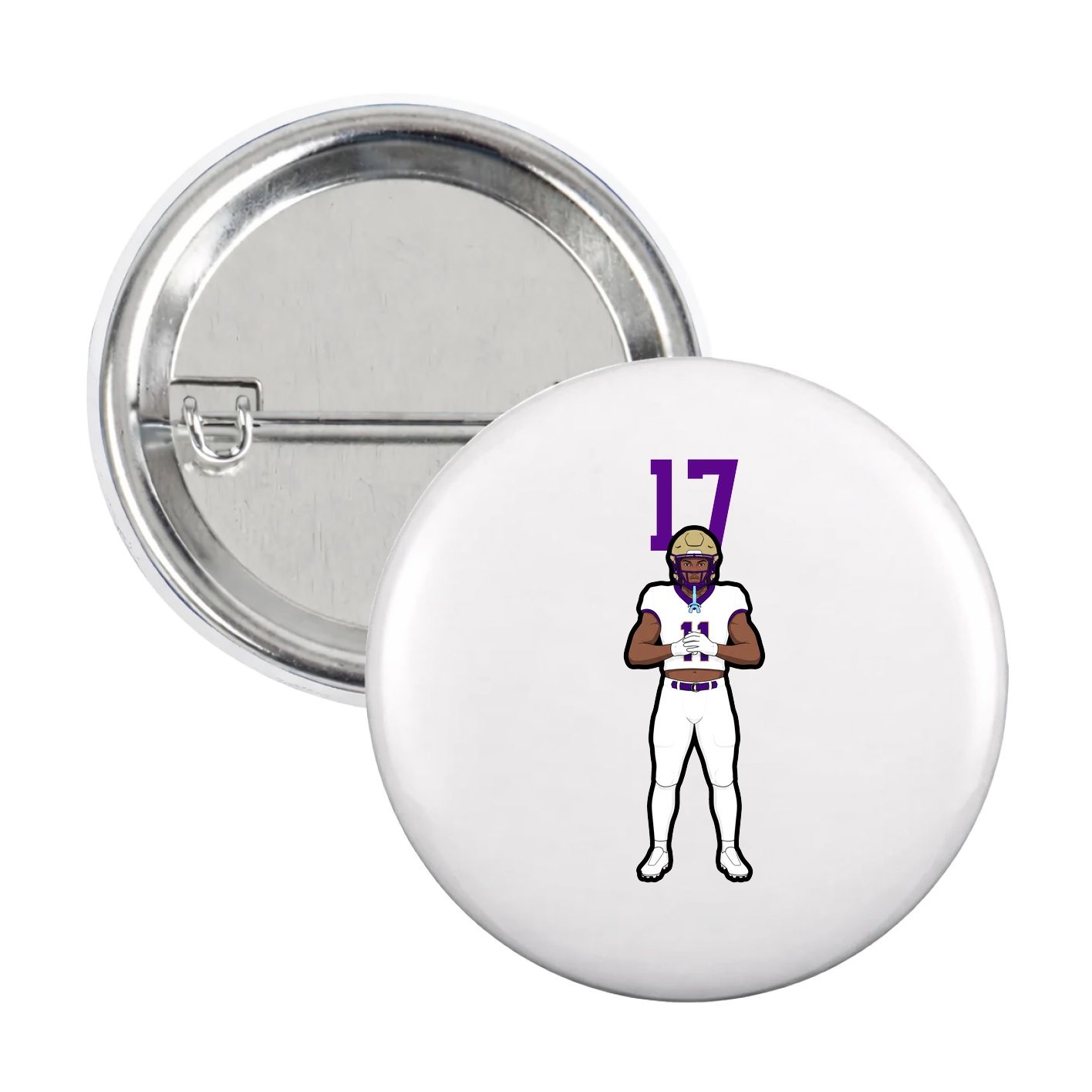 Game Day Button — Number Top in White