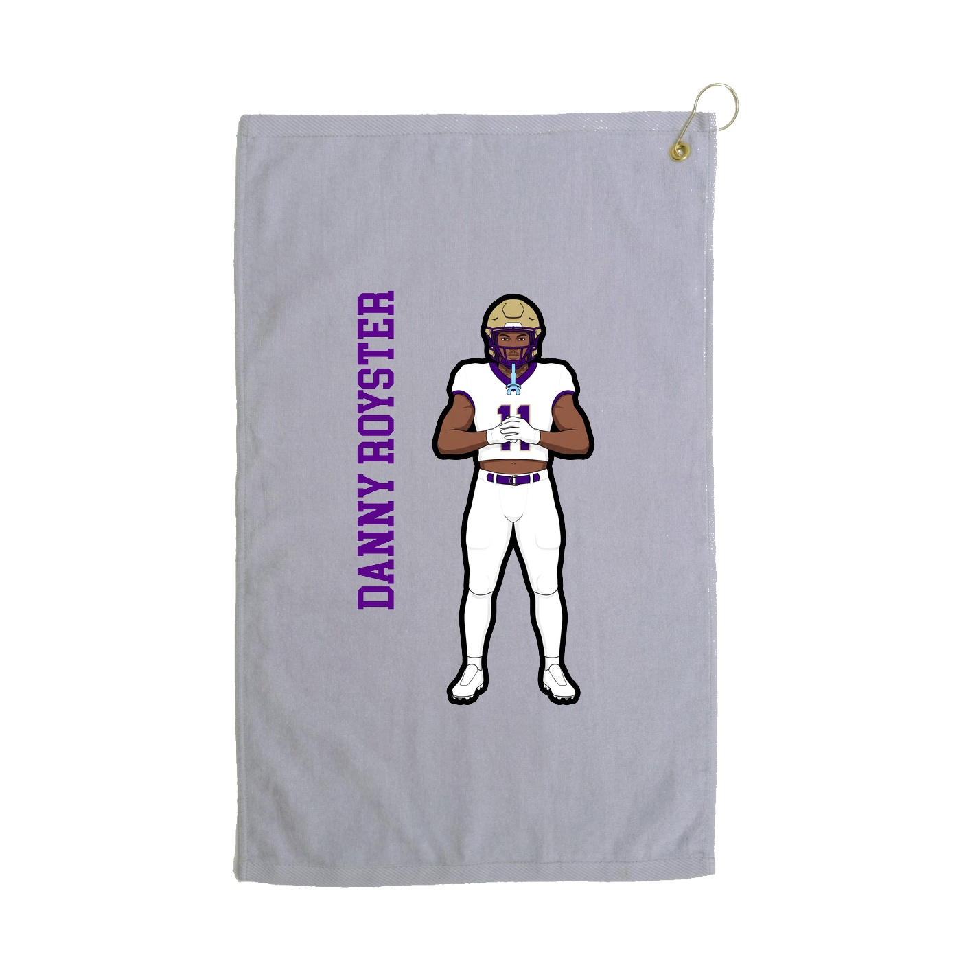 Golf Towel — Name Vertical in Grey