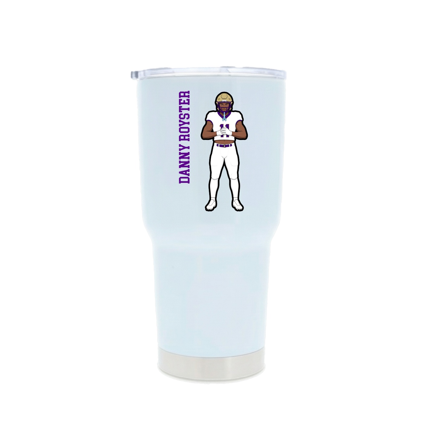 30oz Stainless Steel Tumbler — Name Vertical in White