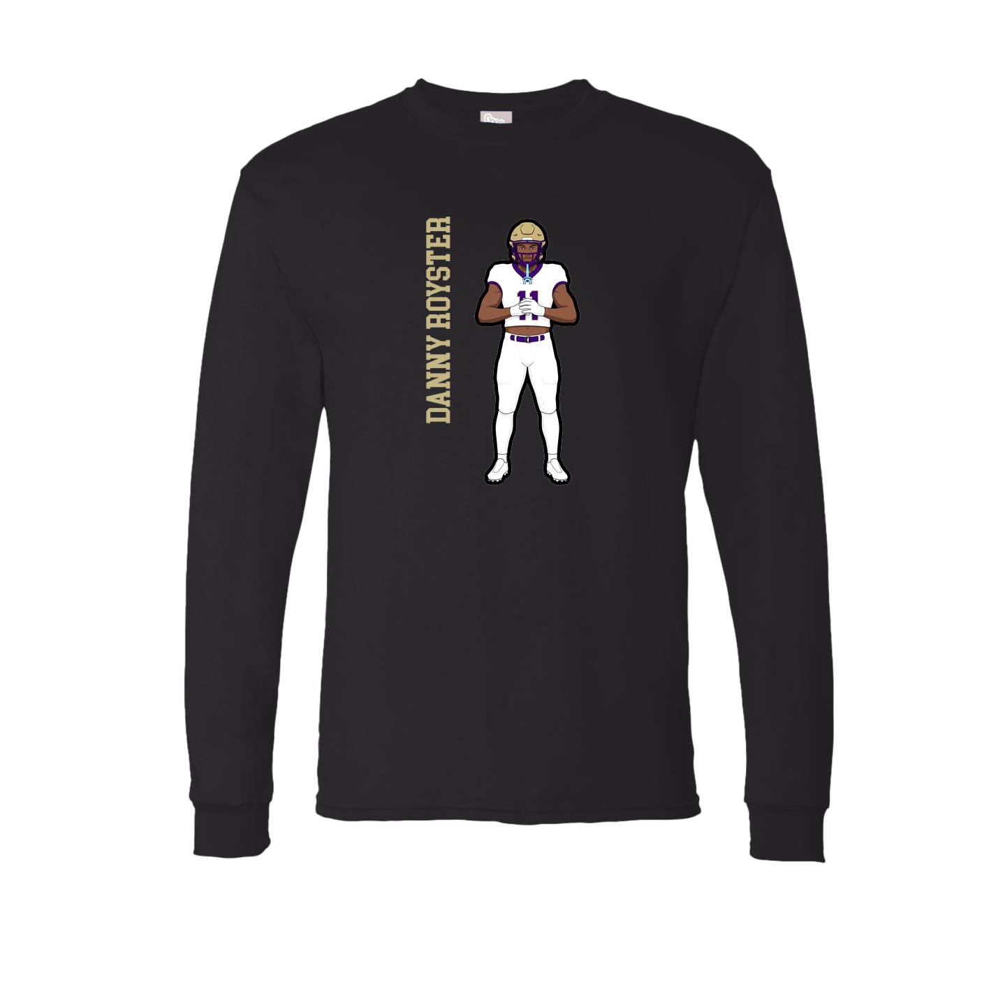 Long Sleeve Tee — Name Vertical in Black