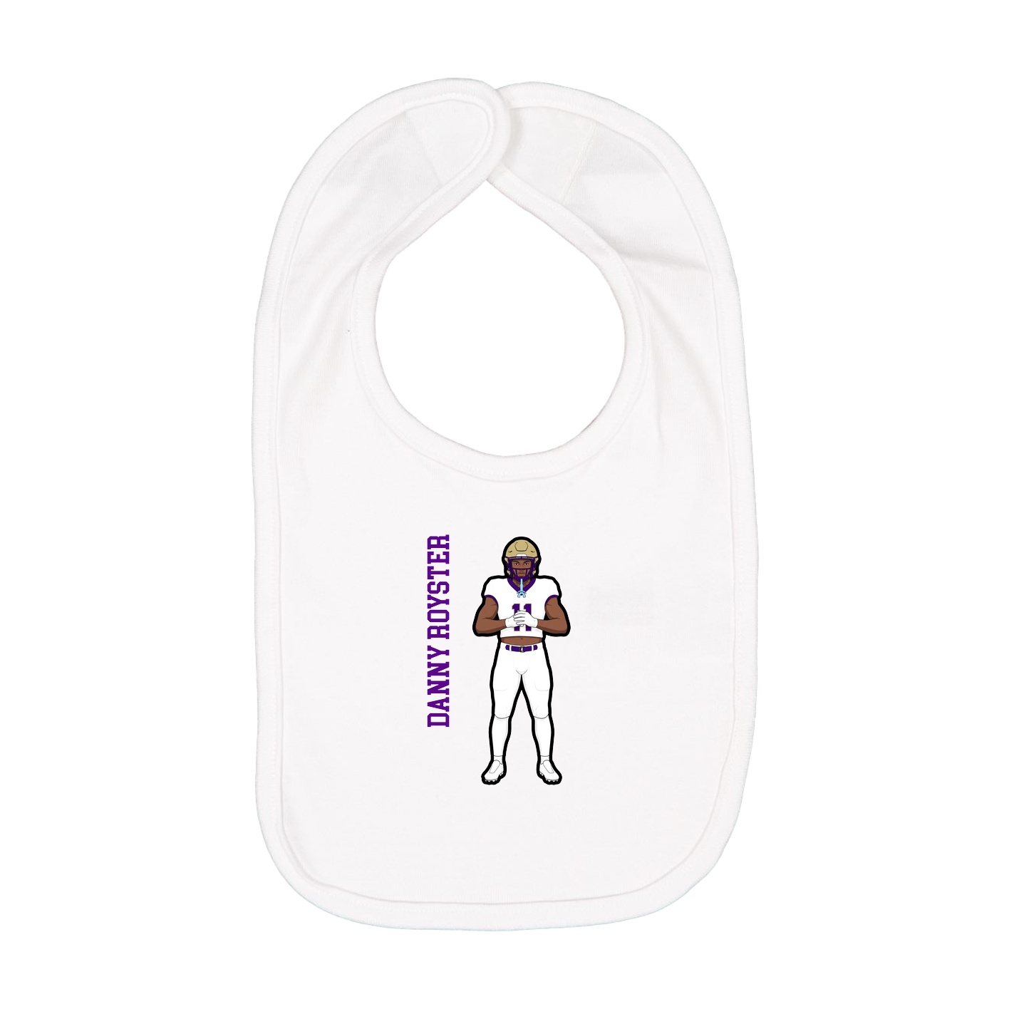 Infant Bib — Name Vertical in White