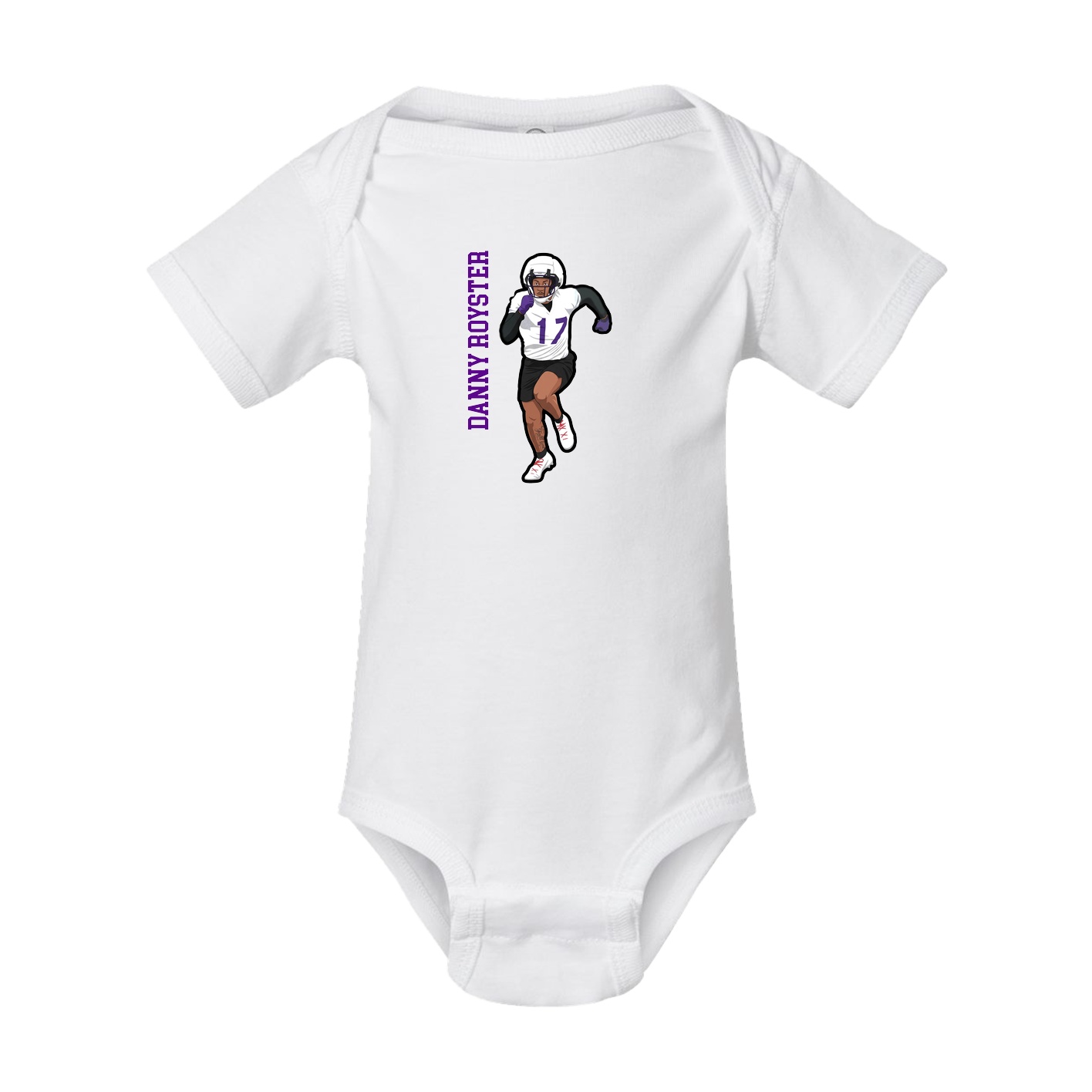 Baby Onesie — Name Vertical in White