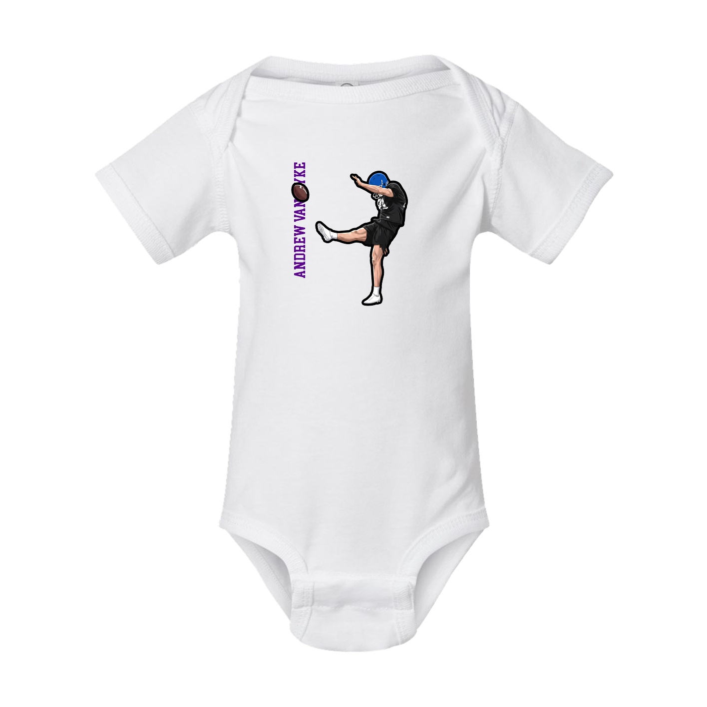 Baby Onesie — Name Vertical in White