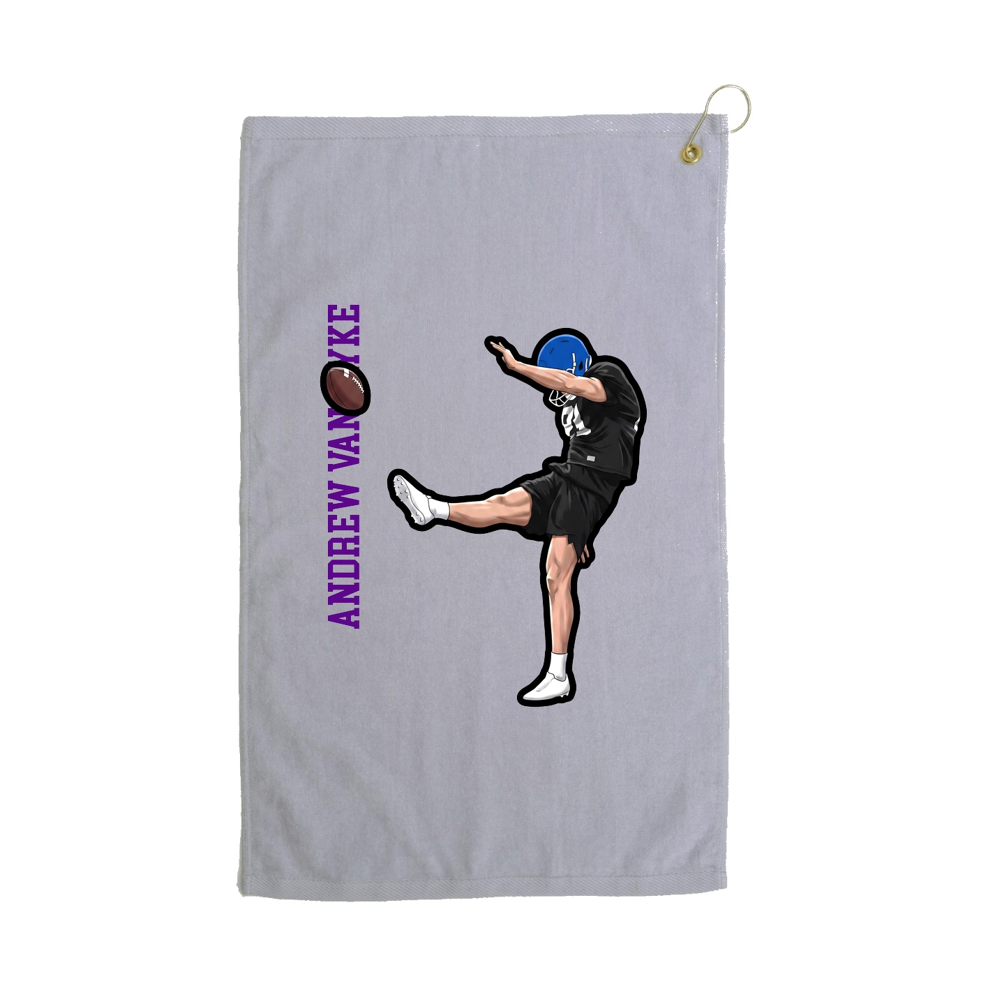Golf Towel — Name Vertical in Grey