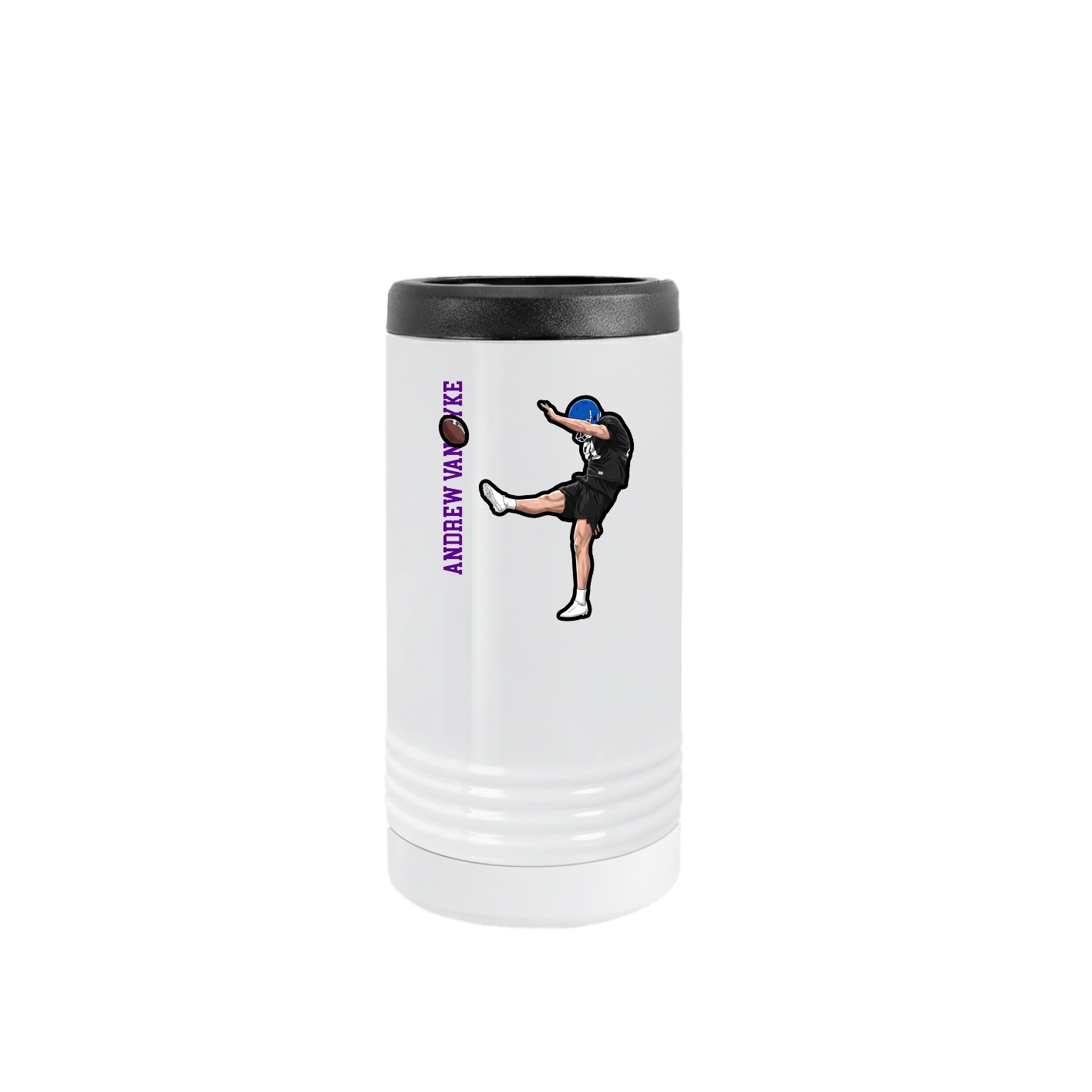 Slim Beverage Holder — Name Vertical in White
