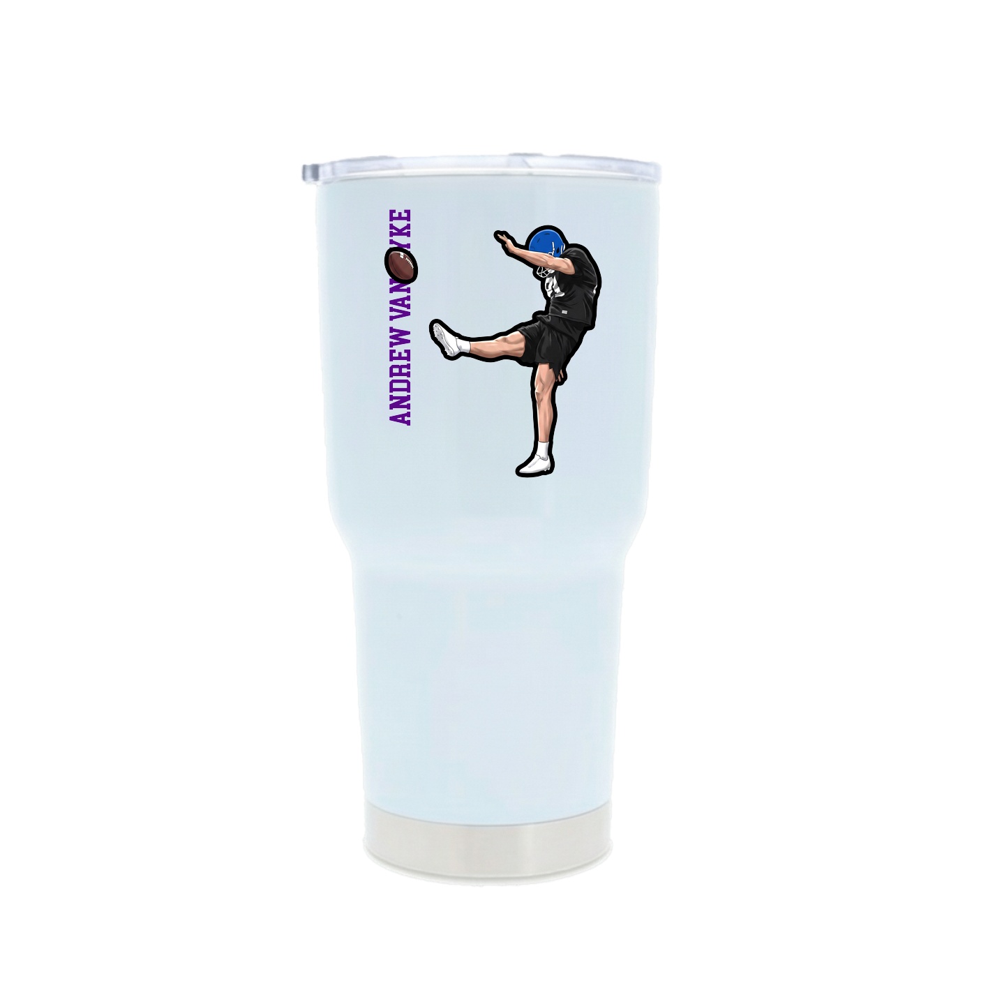 30oz Stainless Steel Tumbler — Name Vertical in White