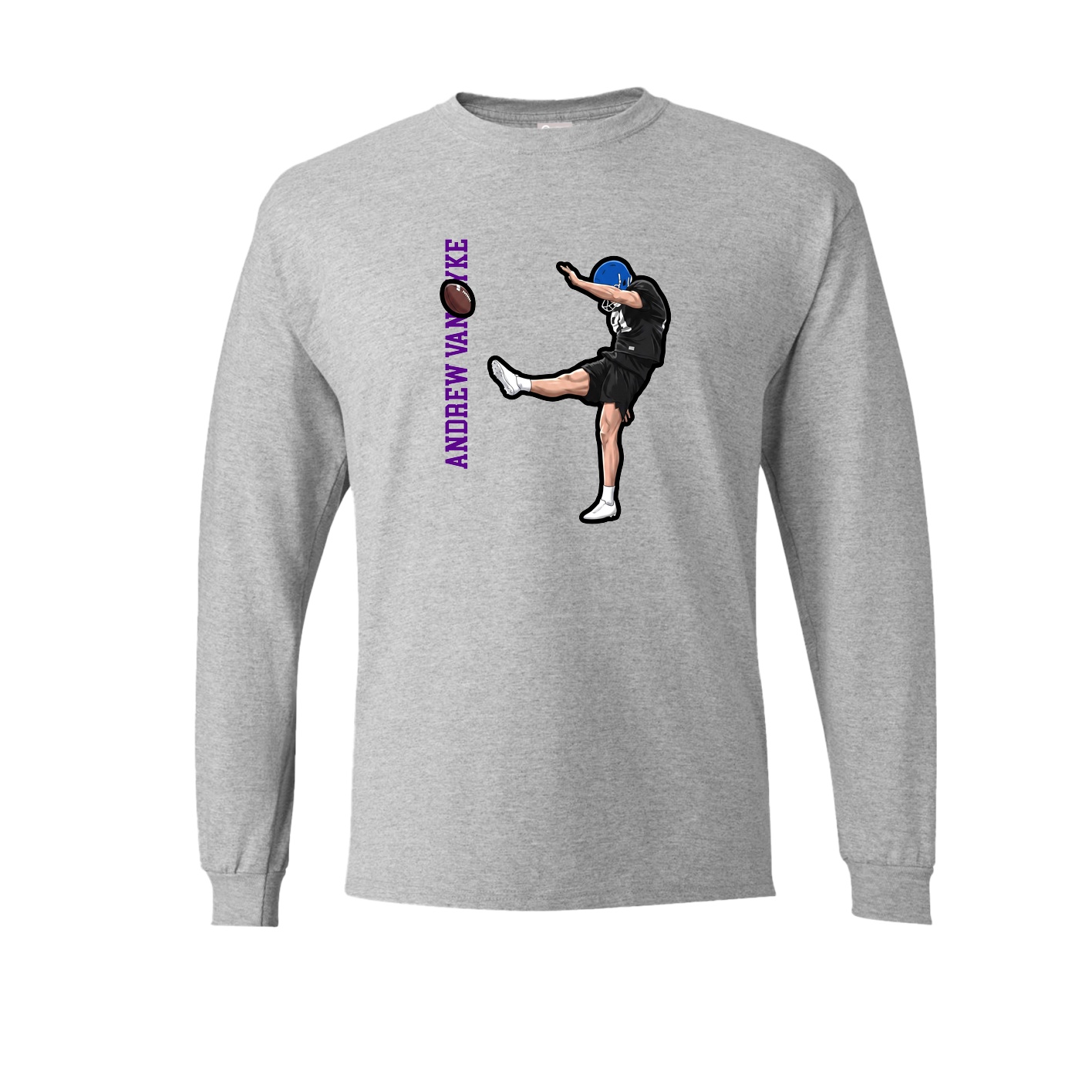 Long Sleeve Tee — Name Vertical in Grey