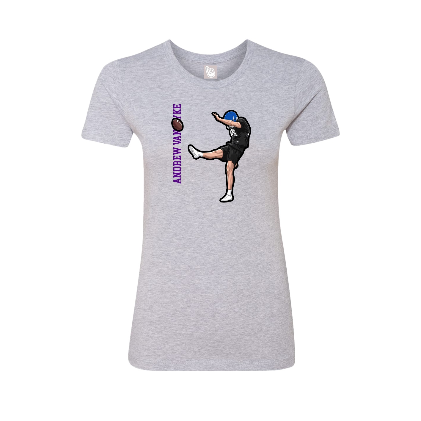 Fitted Women's Tee — Name Vertical in Grey