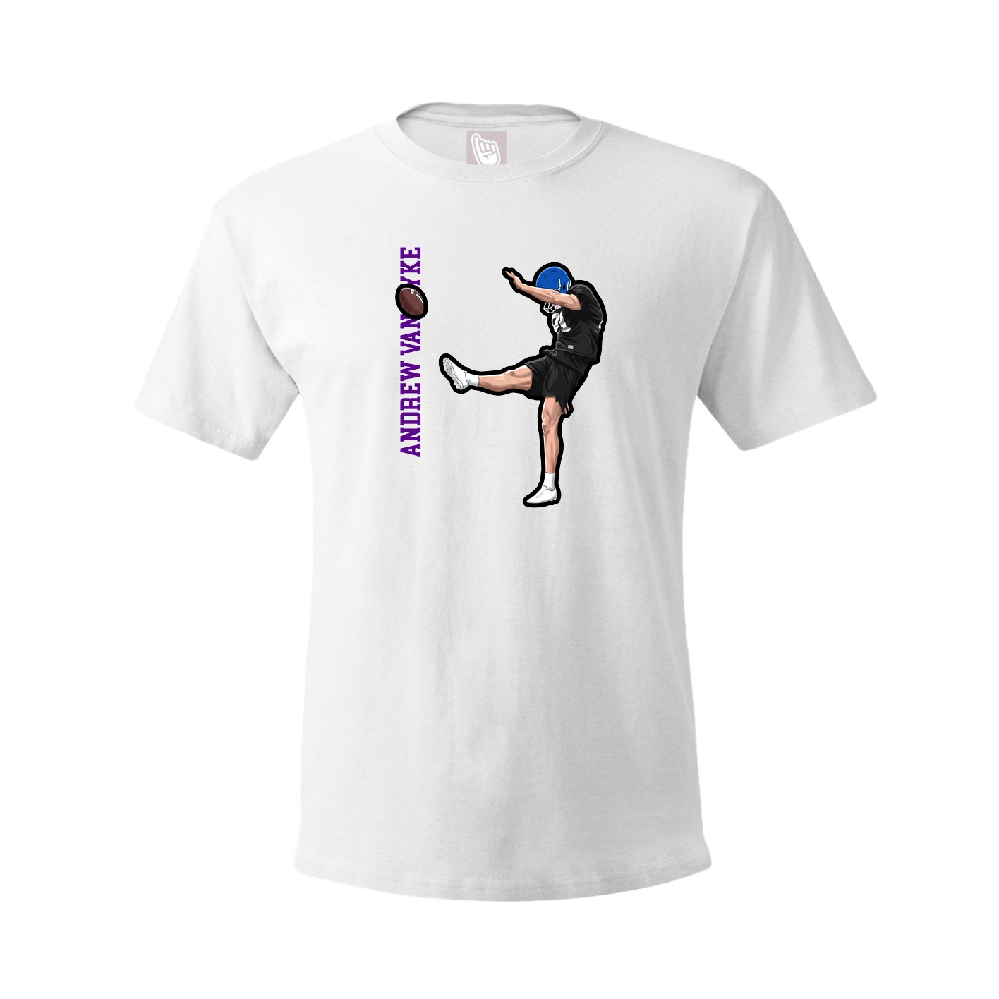 Youth Tee — Name Vertical in White