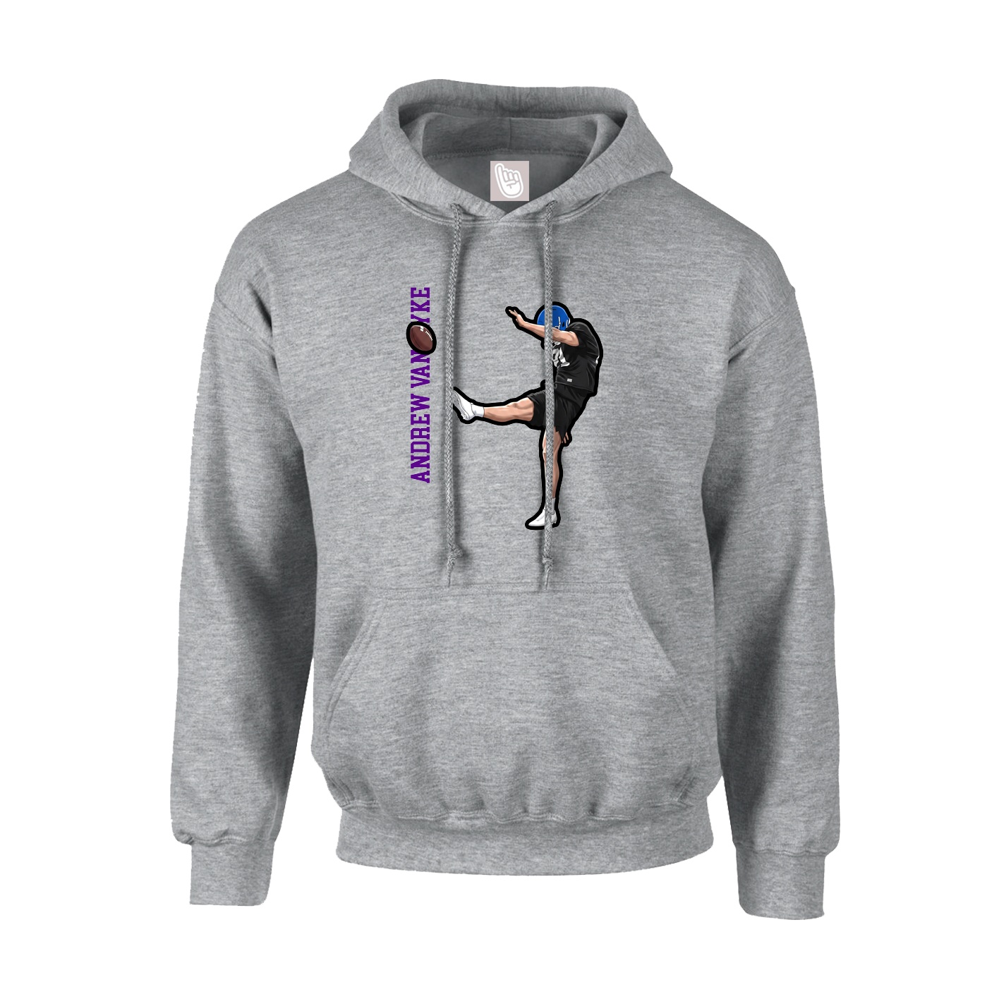 Youth Hoodie — Name Vertical in Grey