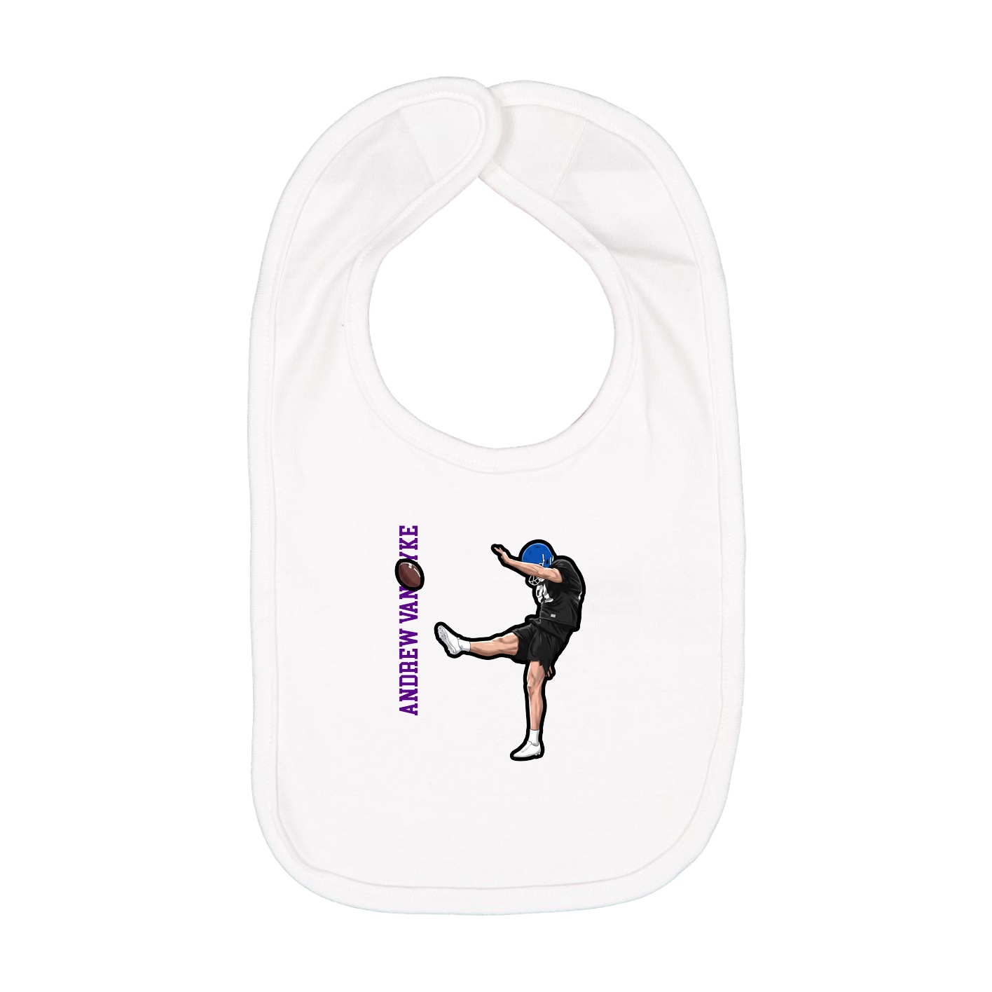 Infant Bib — Name Vertical in White
