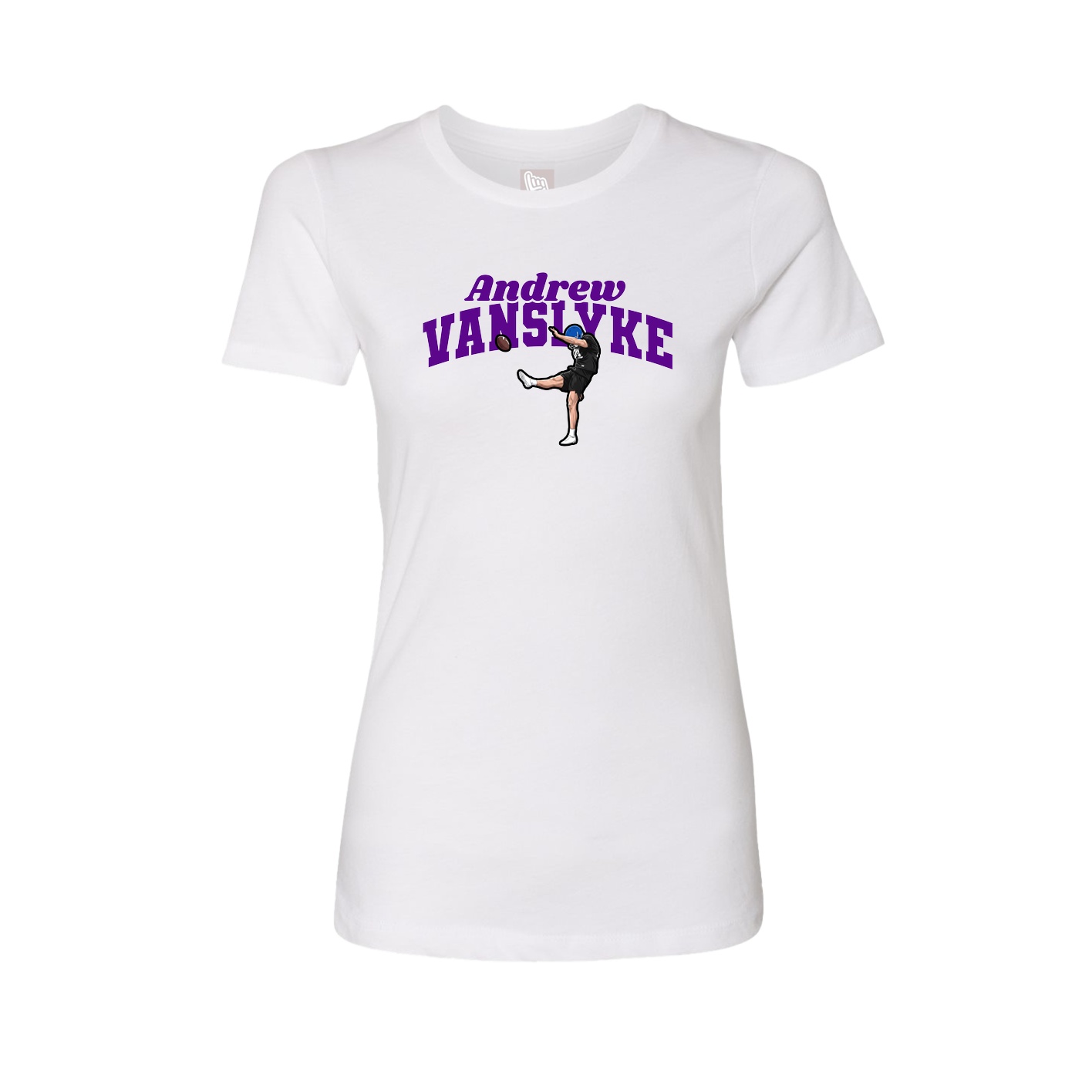 Fitted Women's Tee — Signature Arch in White