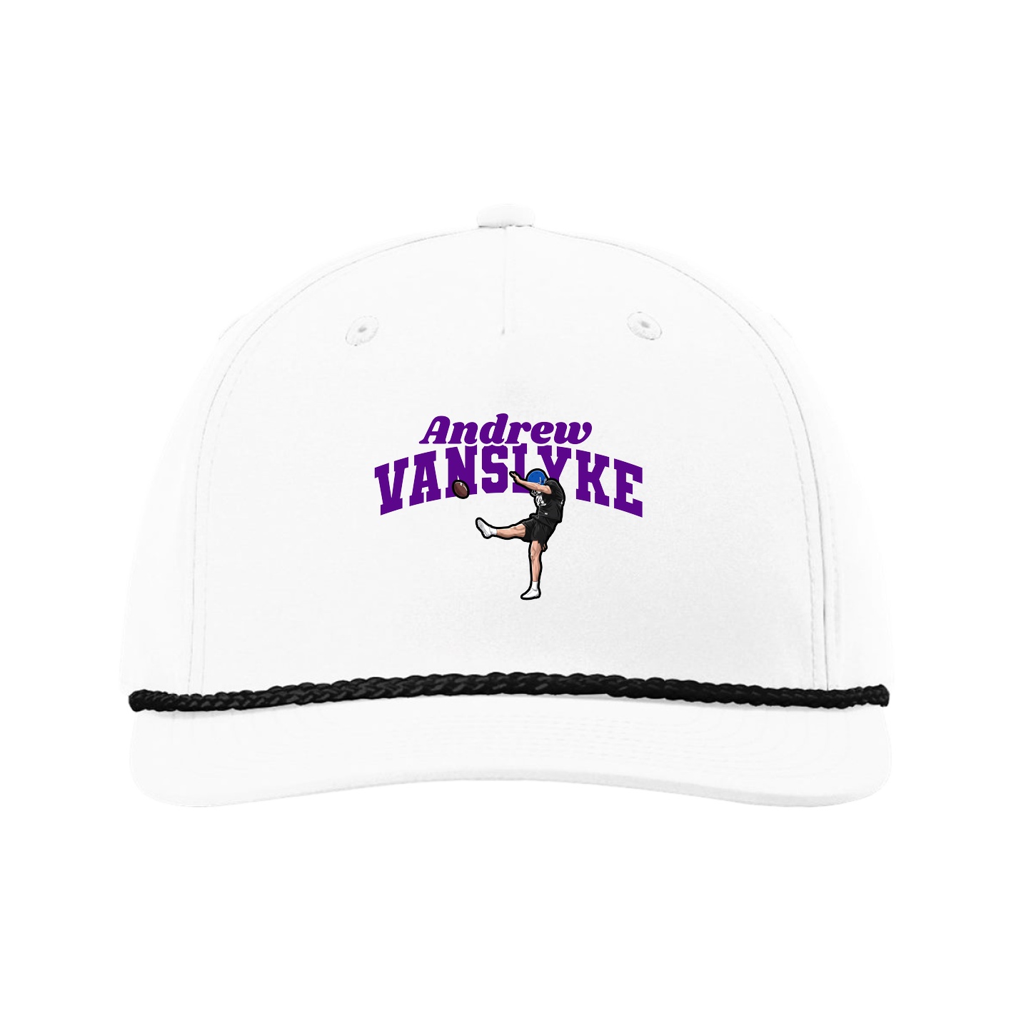 Five-Panel Classic Rope Cap — Signature Arch in White