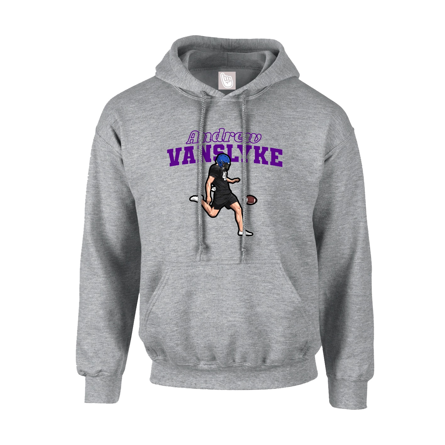 Youth Hoodie — Name Arch in Grey