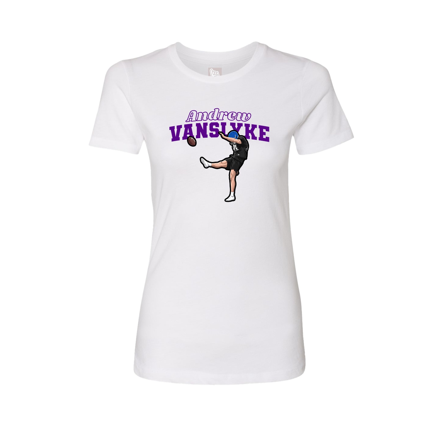 Fitted Women's Tee — Name Arch in White