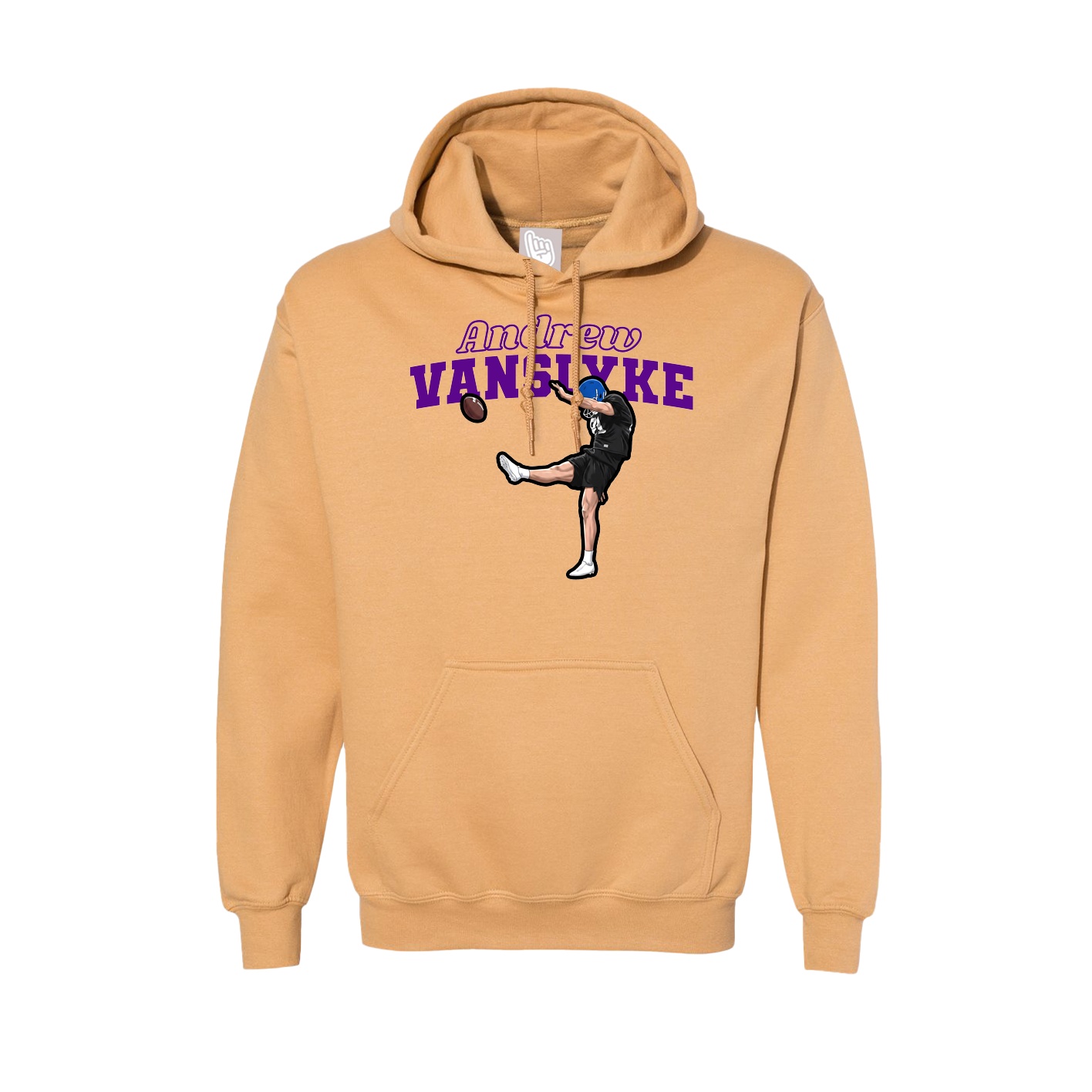 Hoodie — Name Arch in Vegas Gold