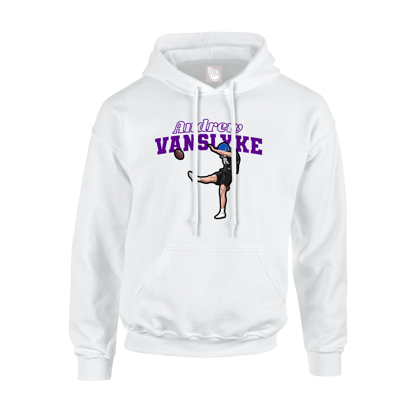 Youth Hoodie — Name Arch in White